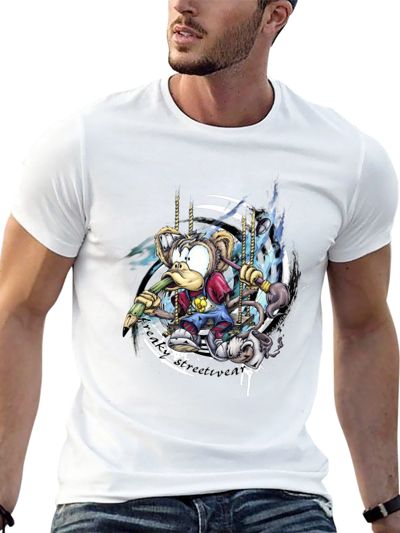 Cartoon Monkey Graphic T-Shirt