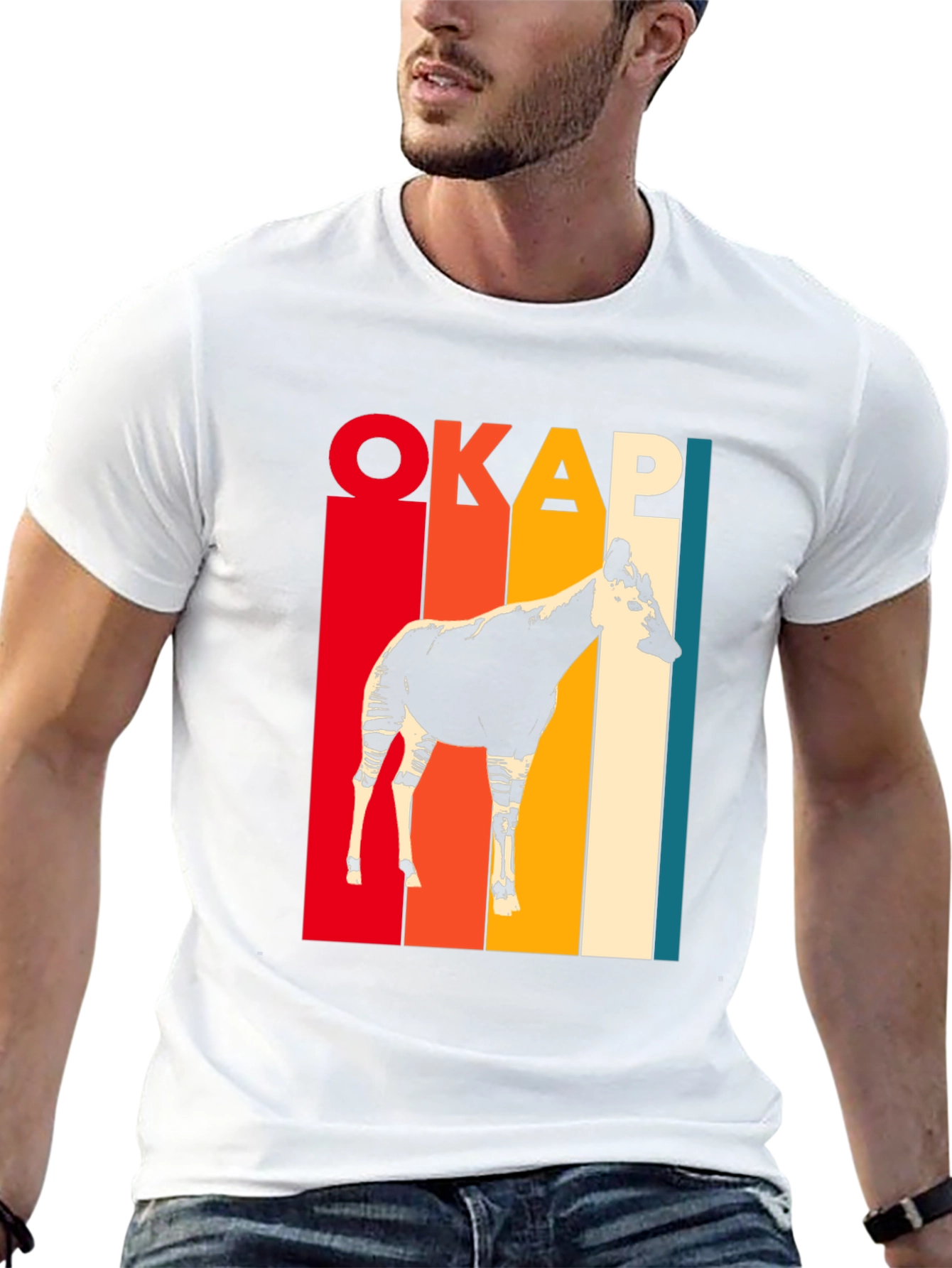 Retro Okapi Graphic Tee - Stylish Animal Lover T-Shirt