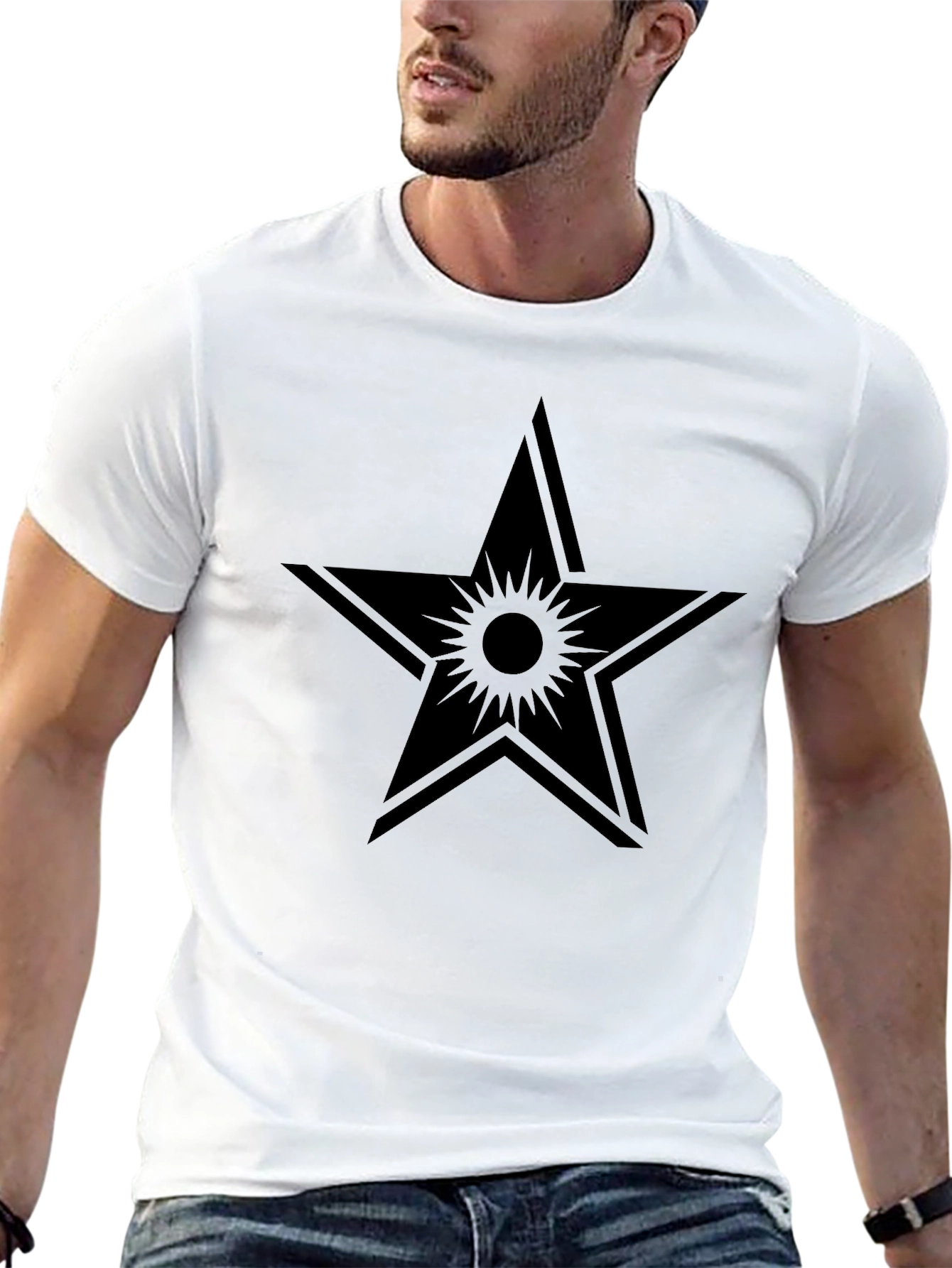Black Star Graphic Tee - Modern Mens Casual Shirt