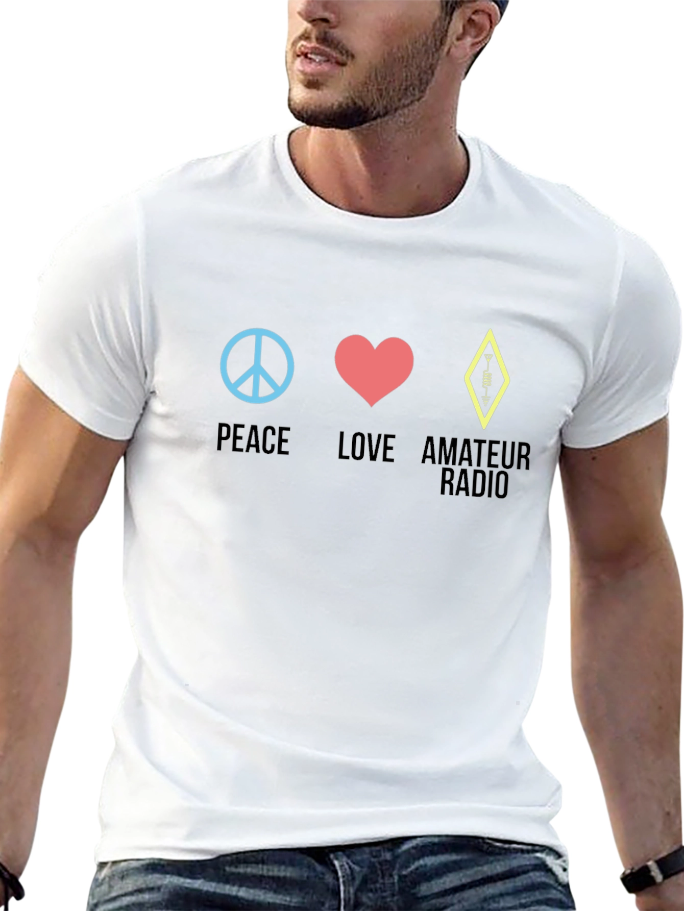 Peace Love Amateur Radio T-Shirt - Black