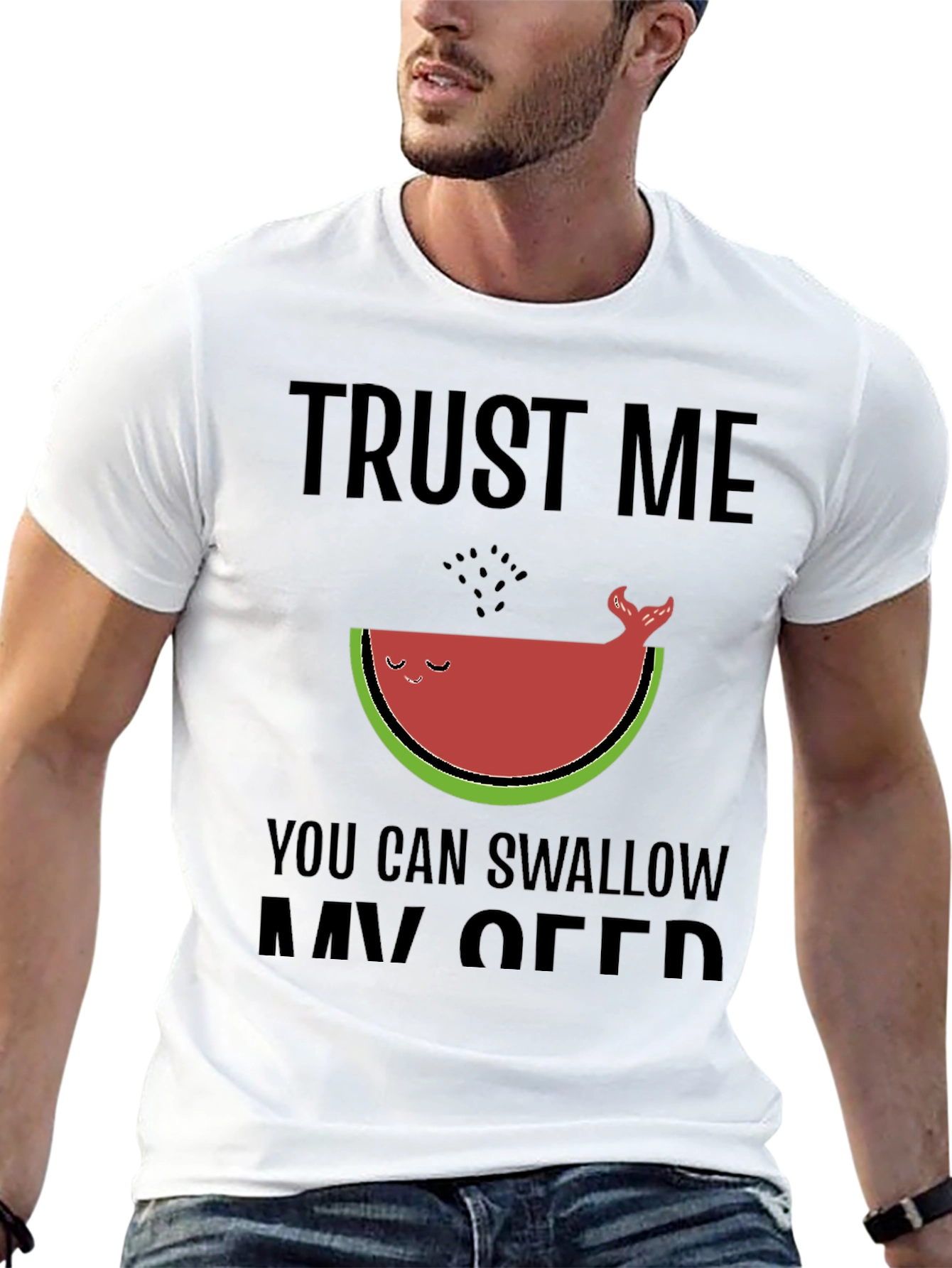Funny Watermelon Whale Graphic Tee