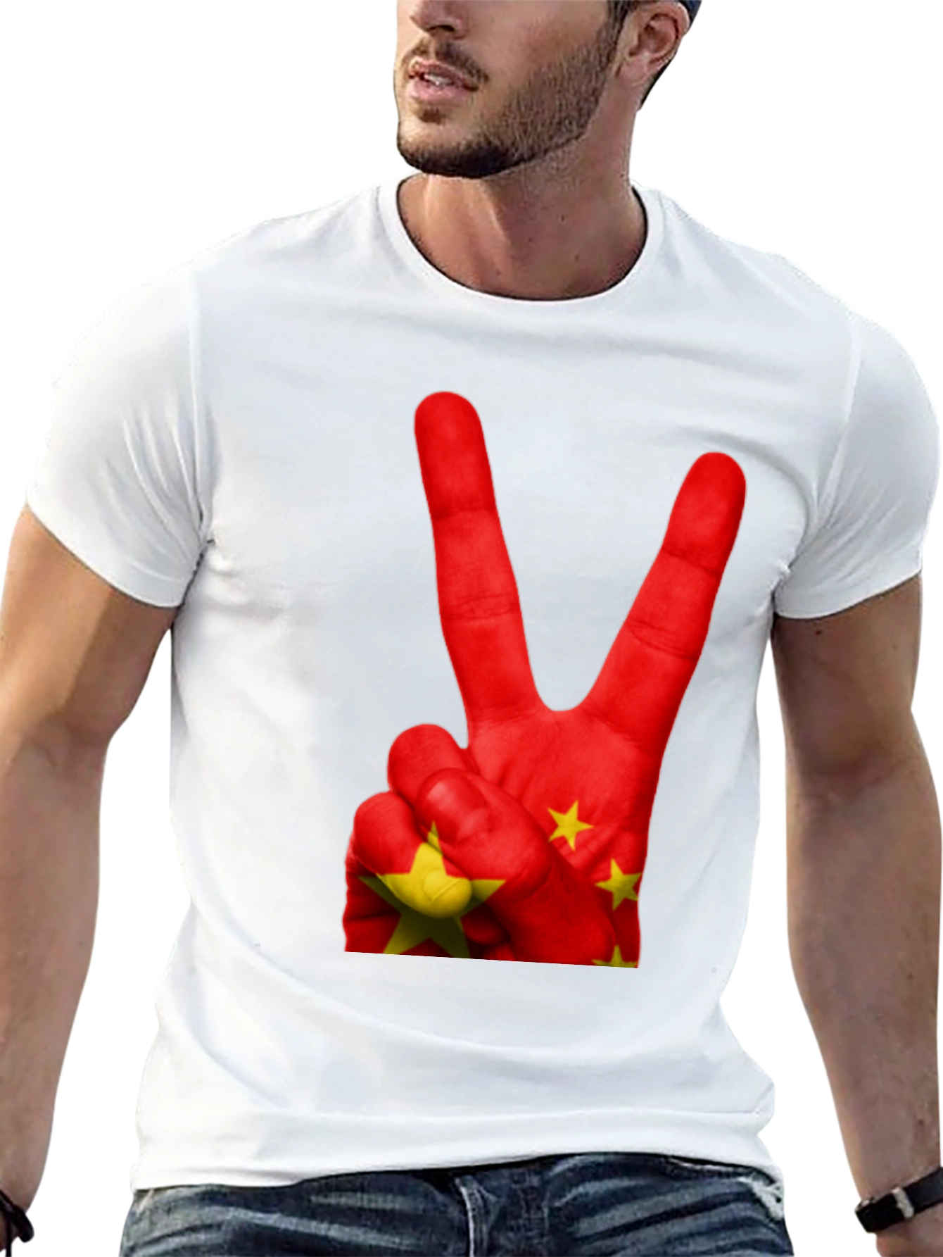 China Flag Peace Sign Graphic T-Shirt