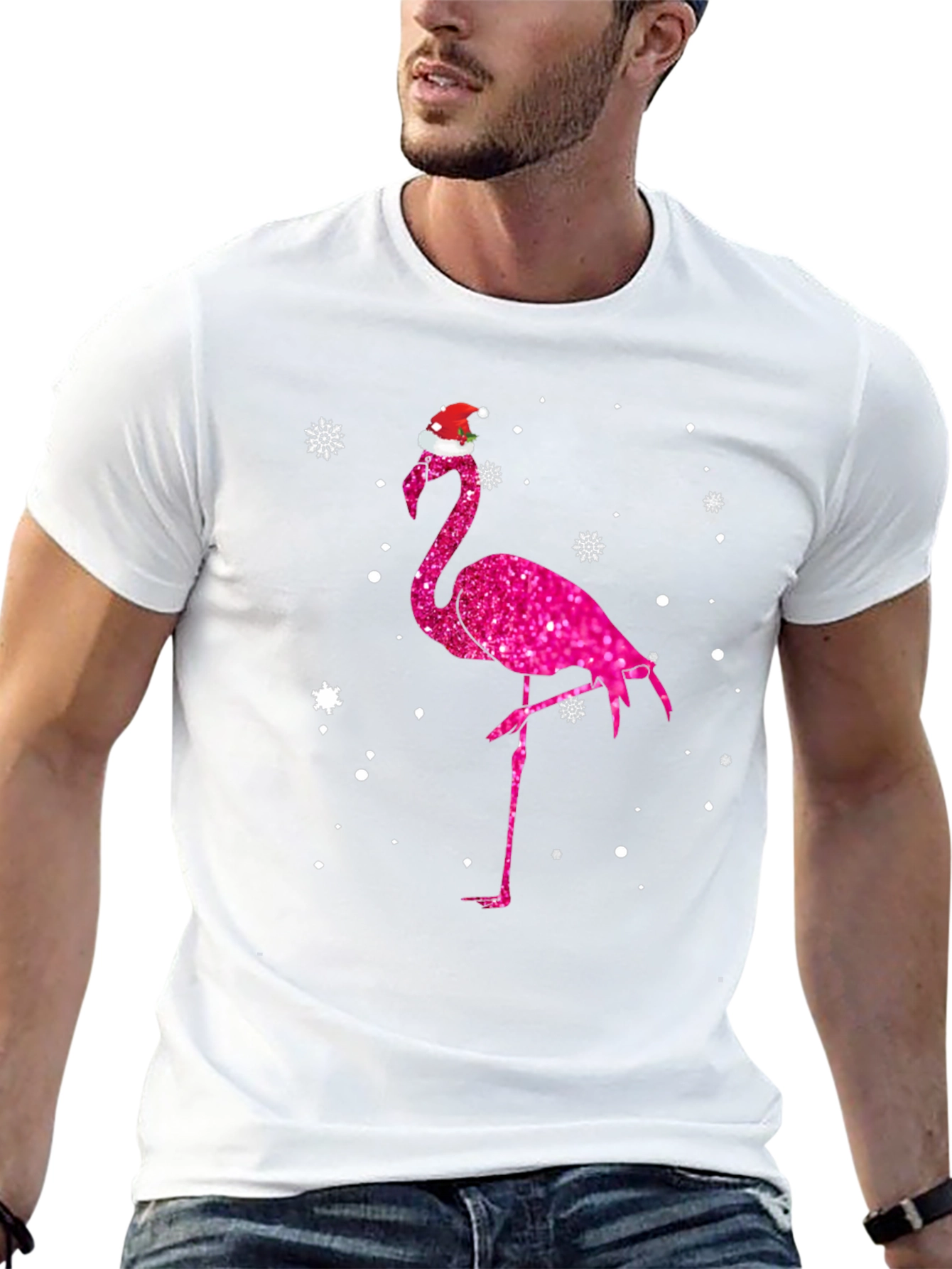 Christmas Flamingo Tee - Festive Holiday Style