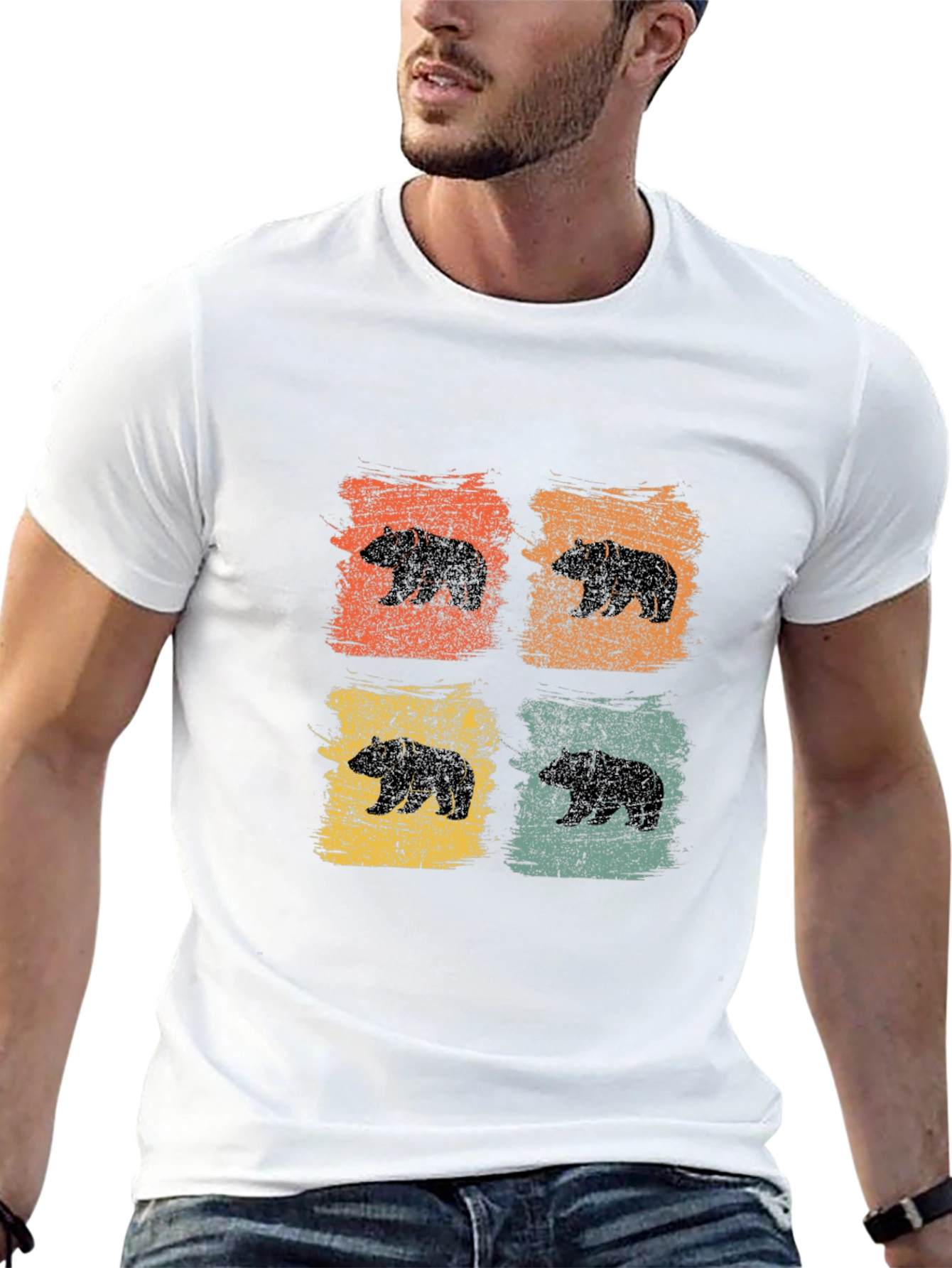 Retro Bear Graphic T-Shirt - Stylish Mens Tee