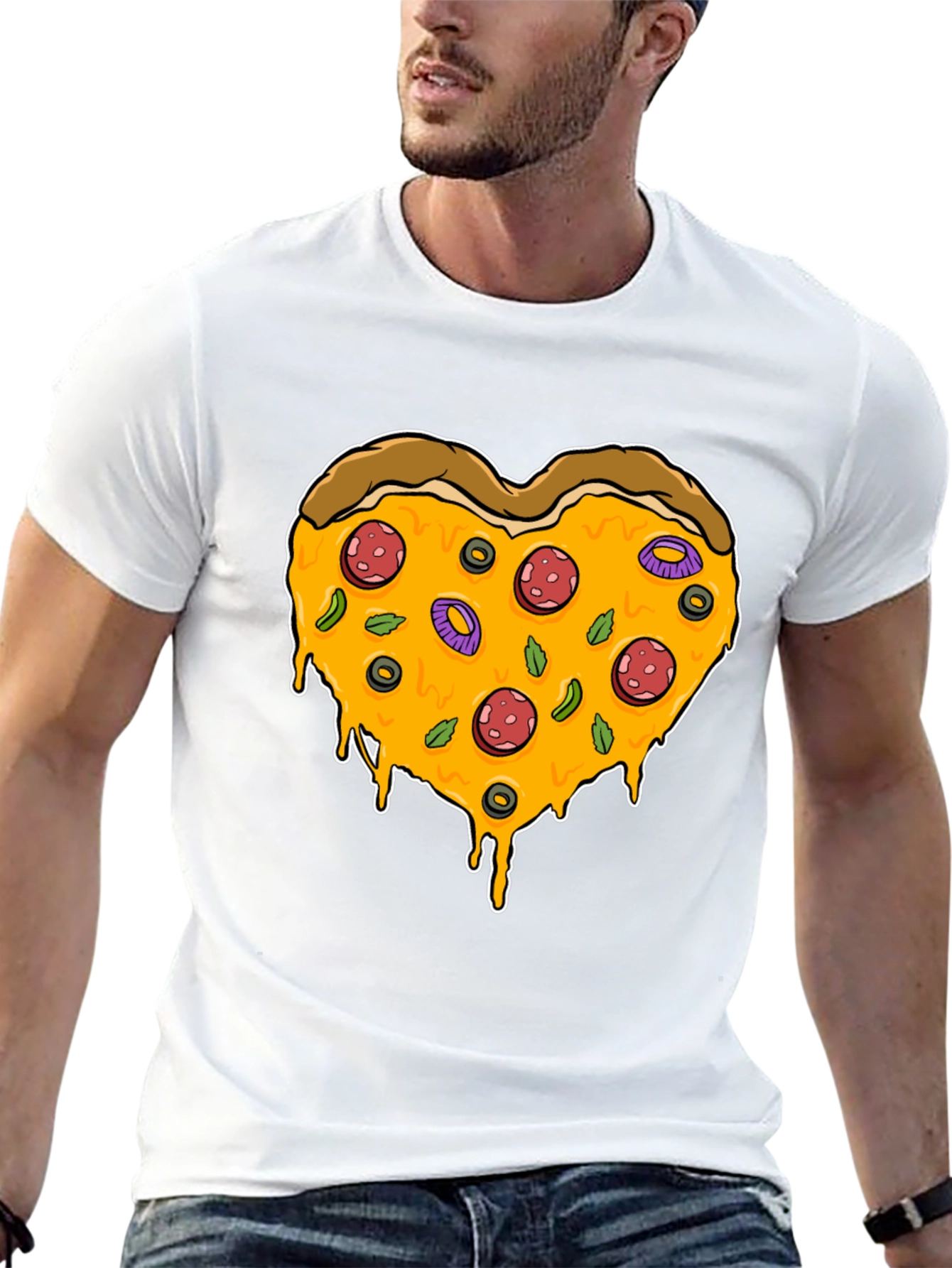 Pizza Heart Graphic T-Shirt - Novelty Tee