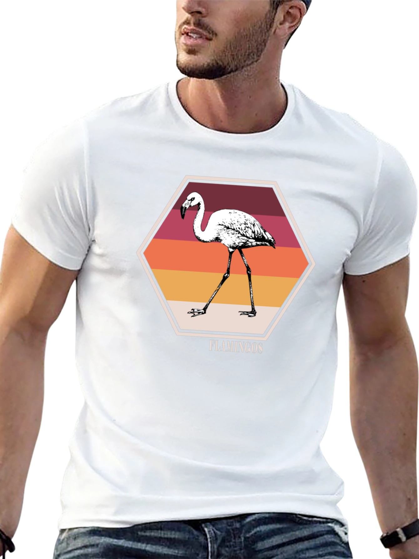Flamingo Graphic Print Black Tee