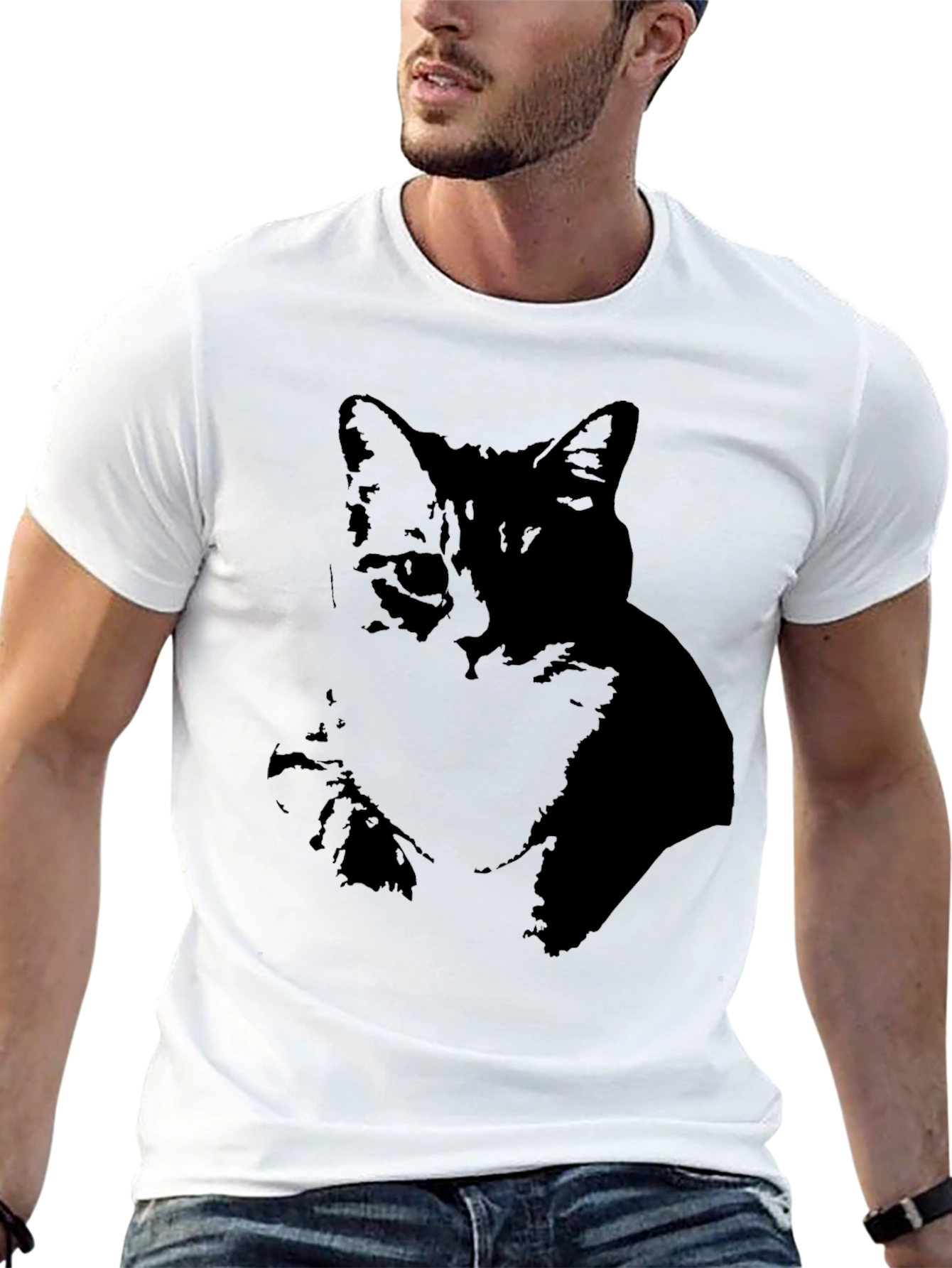 Black Cat Silhouette Graphic Tee