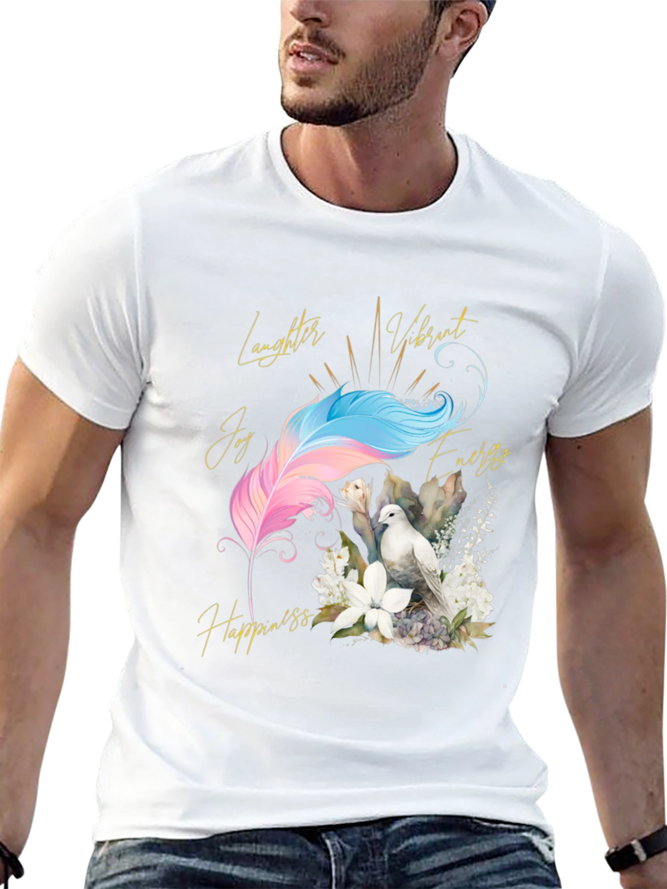 Dove Feather Positive Vibes Graphic Tee