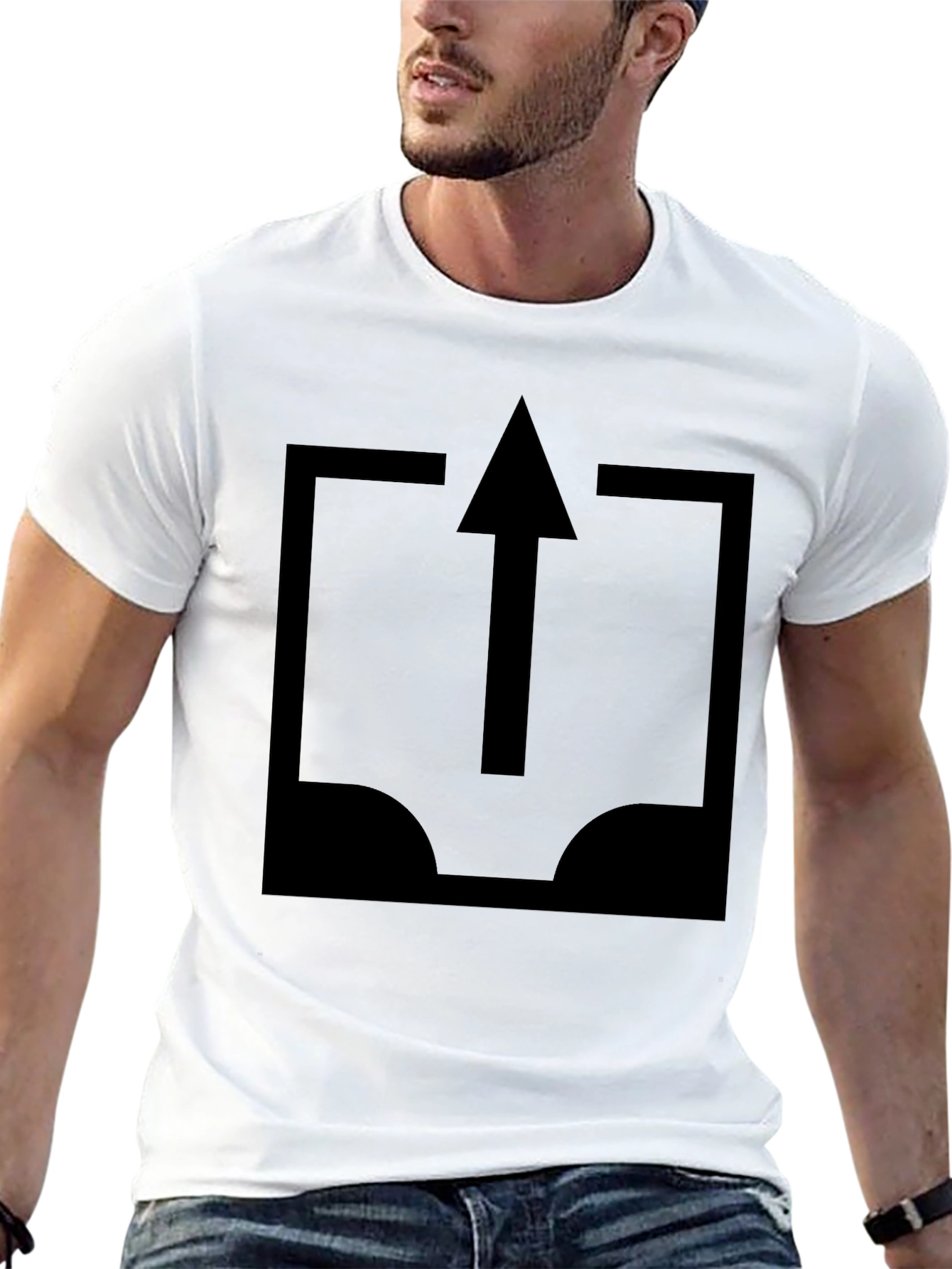 Arrow Upload Graphic Tee - Stylish Black T-Shirt