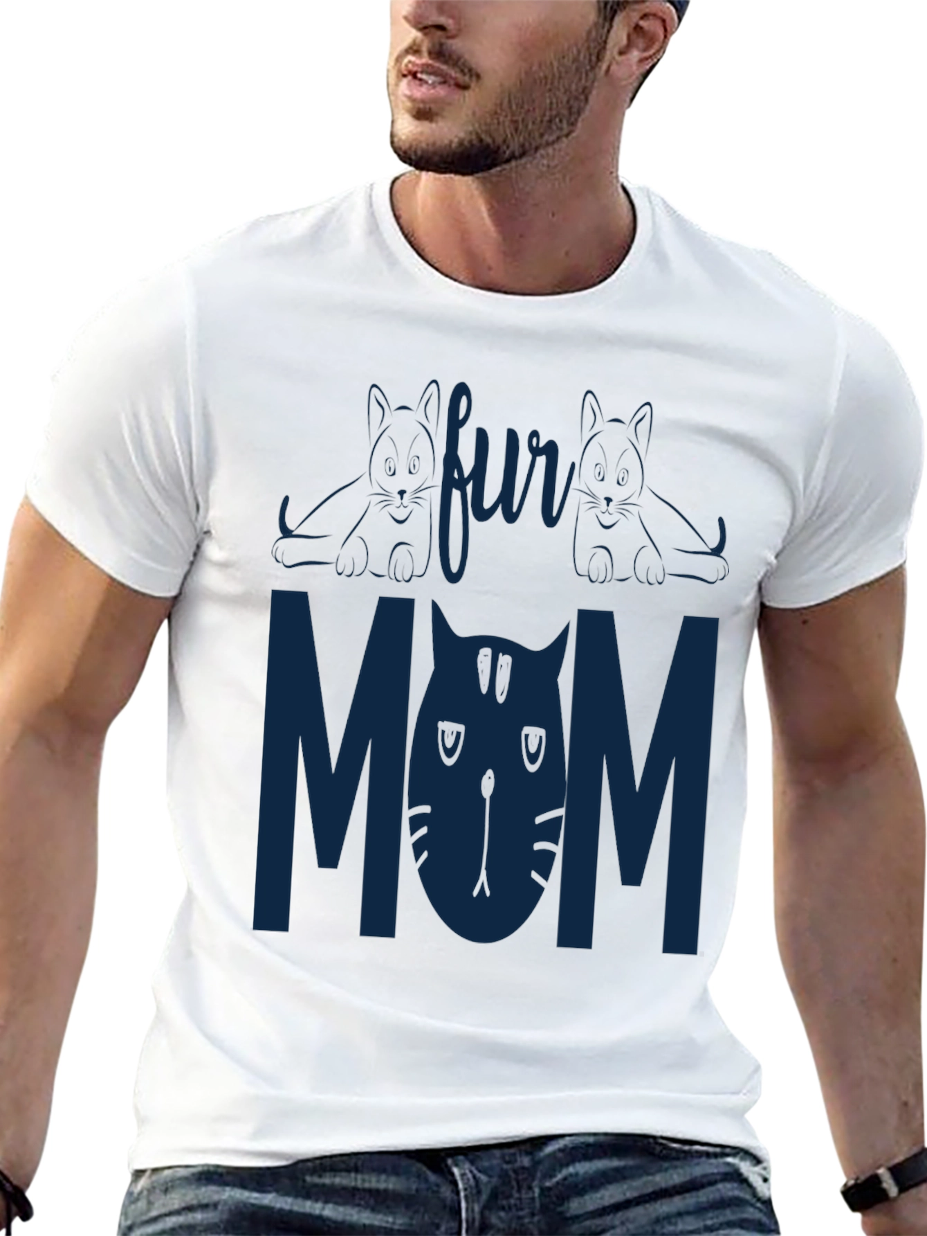 Fur Mom Black T-Shirt - Cat Lover Tee