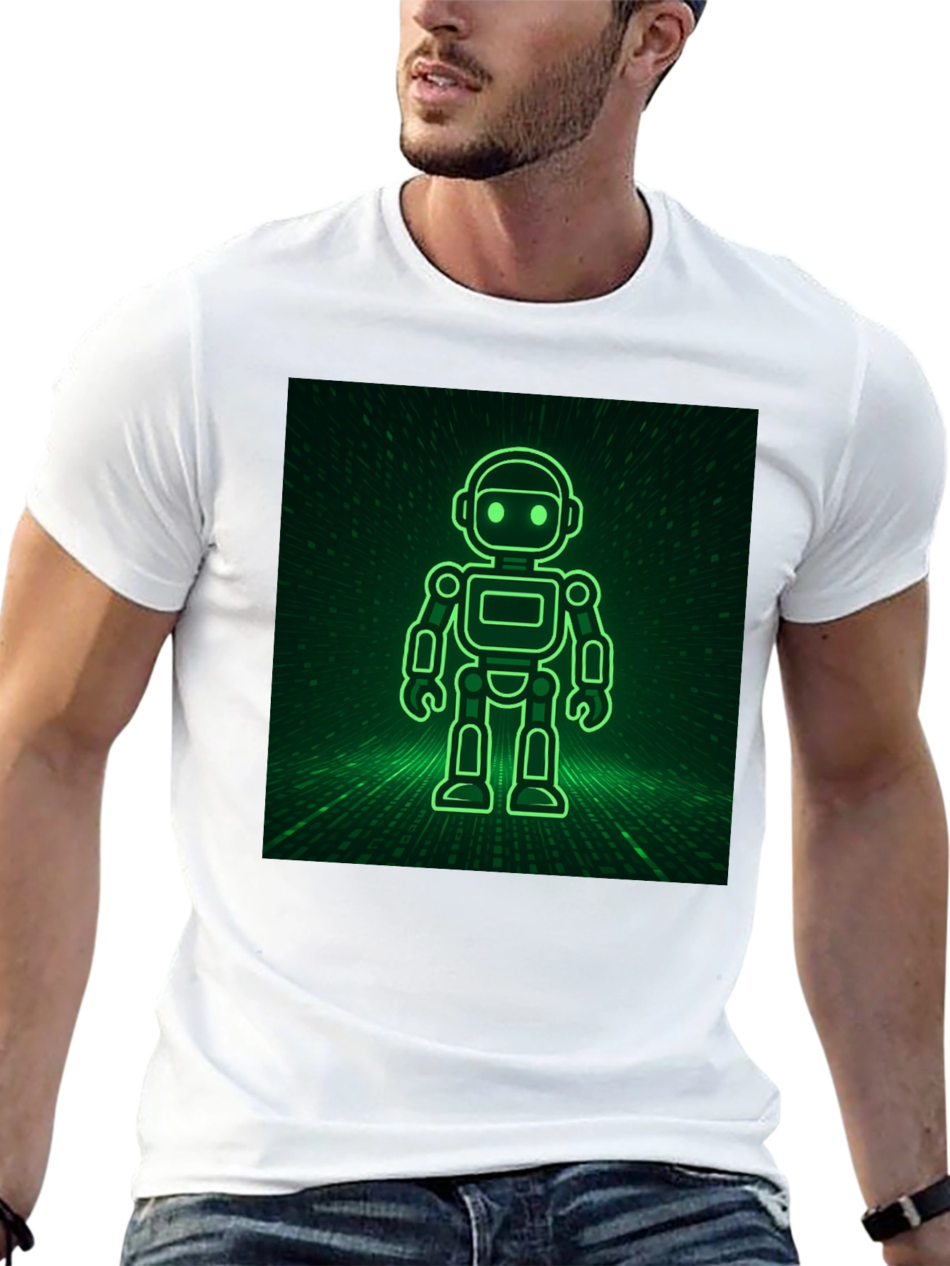 Robot in the Matrix Black T-Shirt
