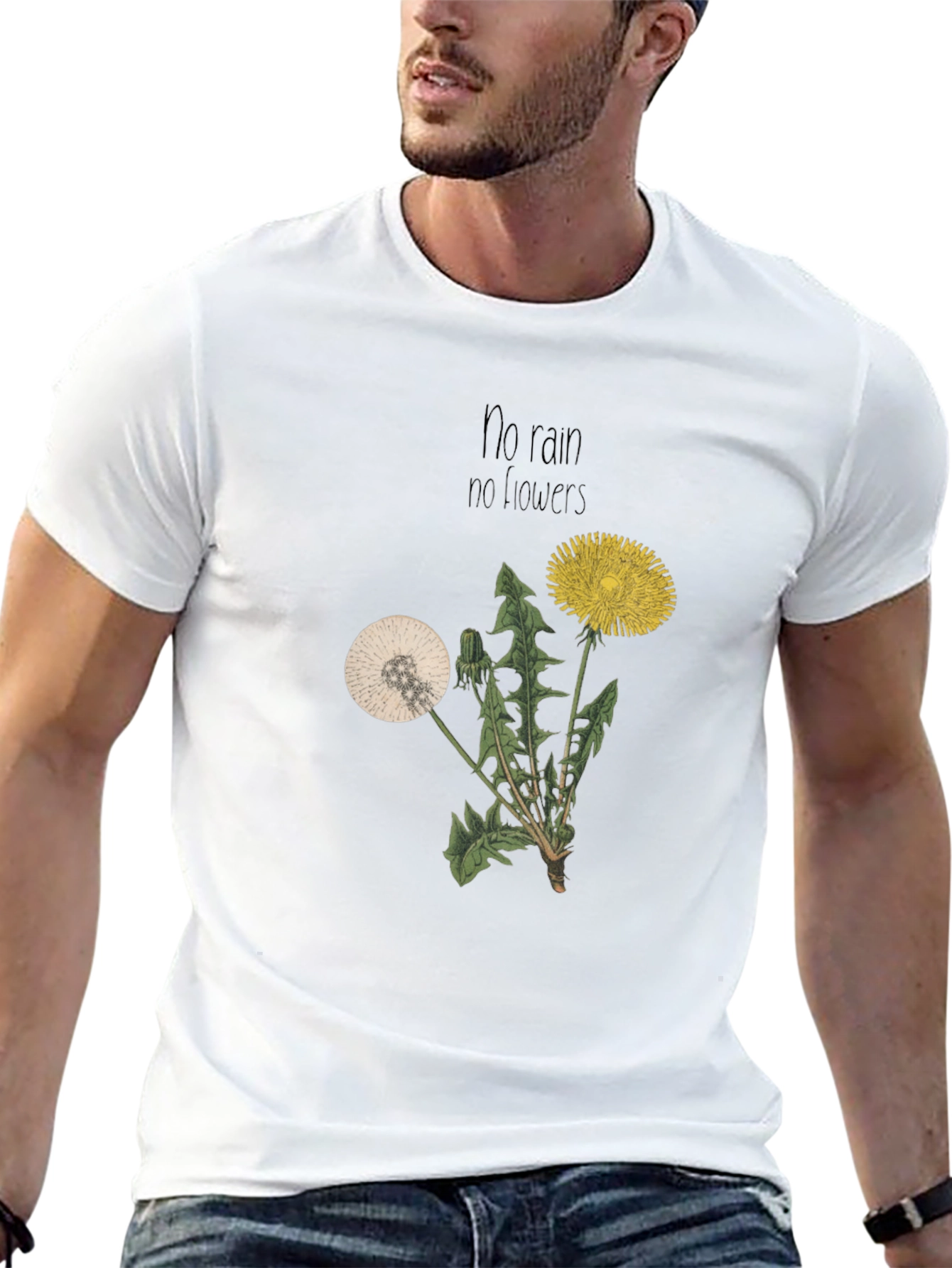 Dandelion Graphic Tee - No Rain No Flowers T-Shirt