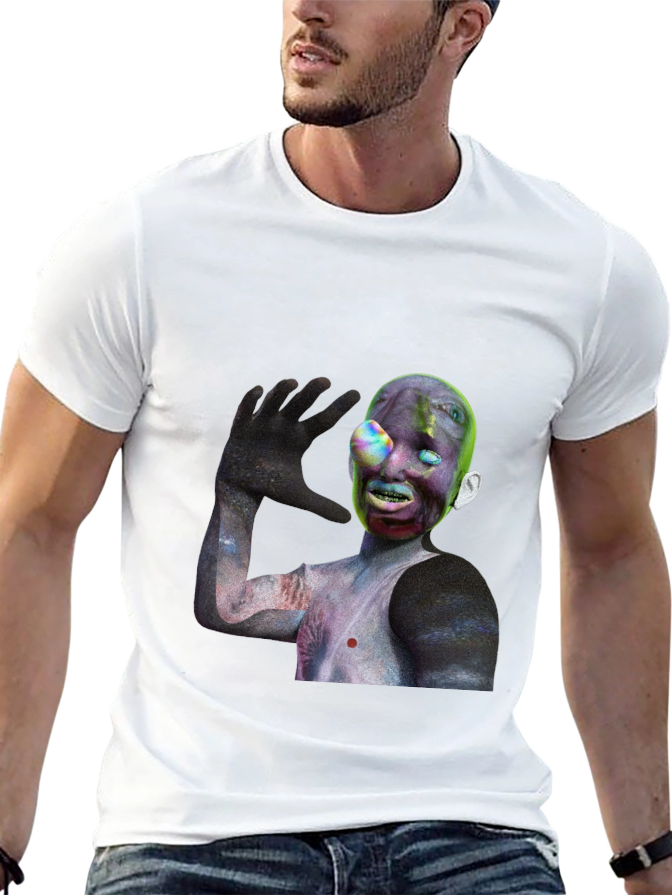 Unique Graphic Tee: Alien-Inspired Print