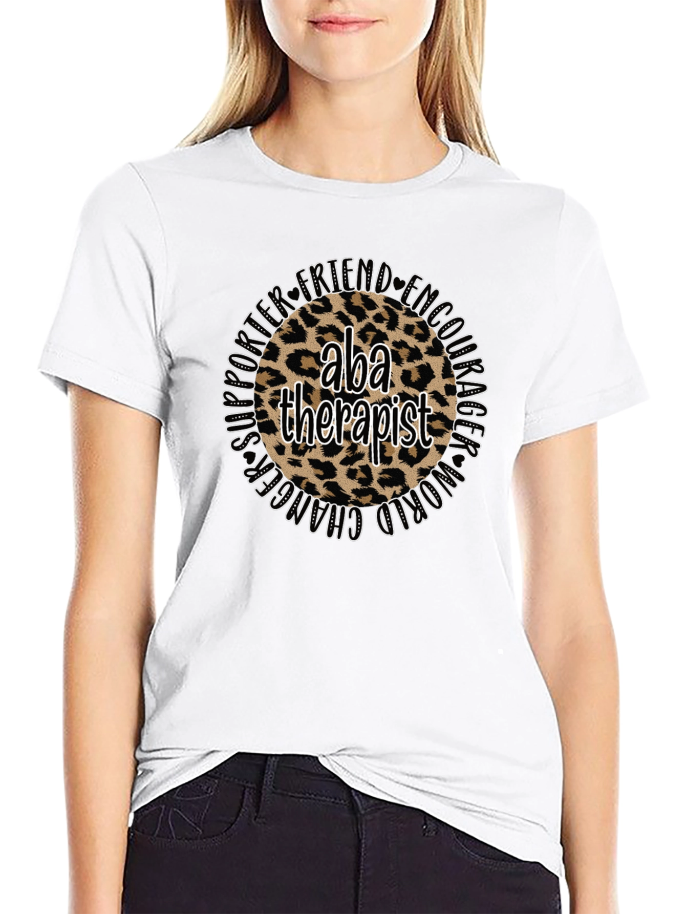 ABA Therapist Leopard Print T-Shirt