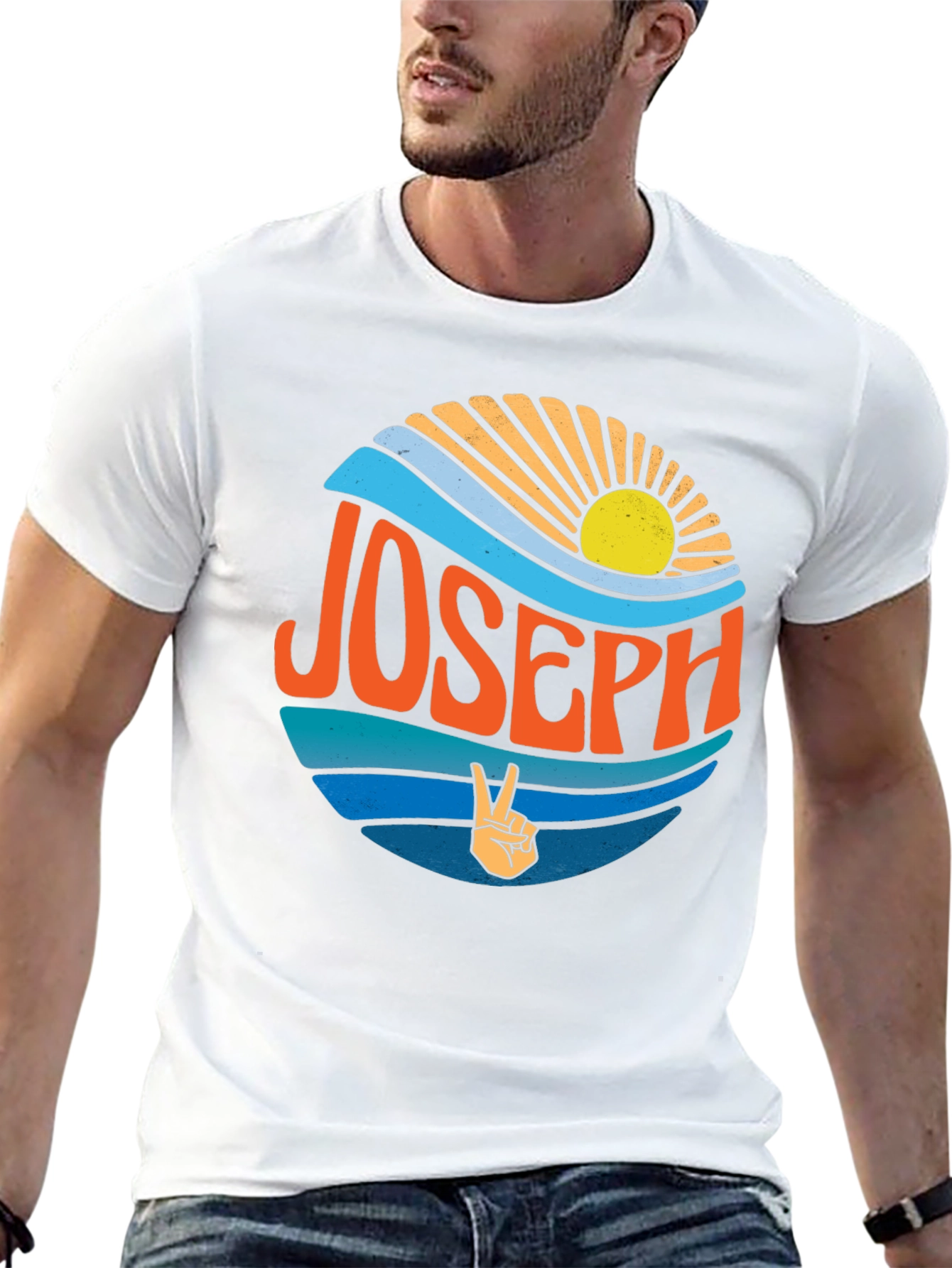 Joseph Retro Sunset T-Shirt - Custom Name Tee