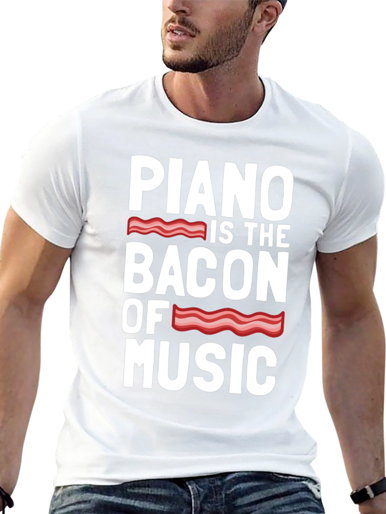 Piano Bacon of Music Funny T-Shirt