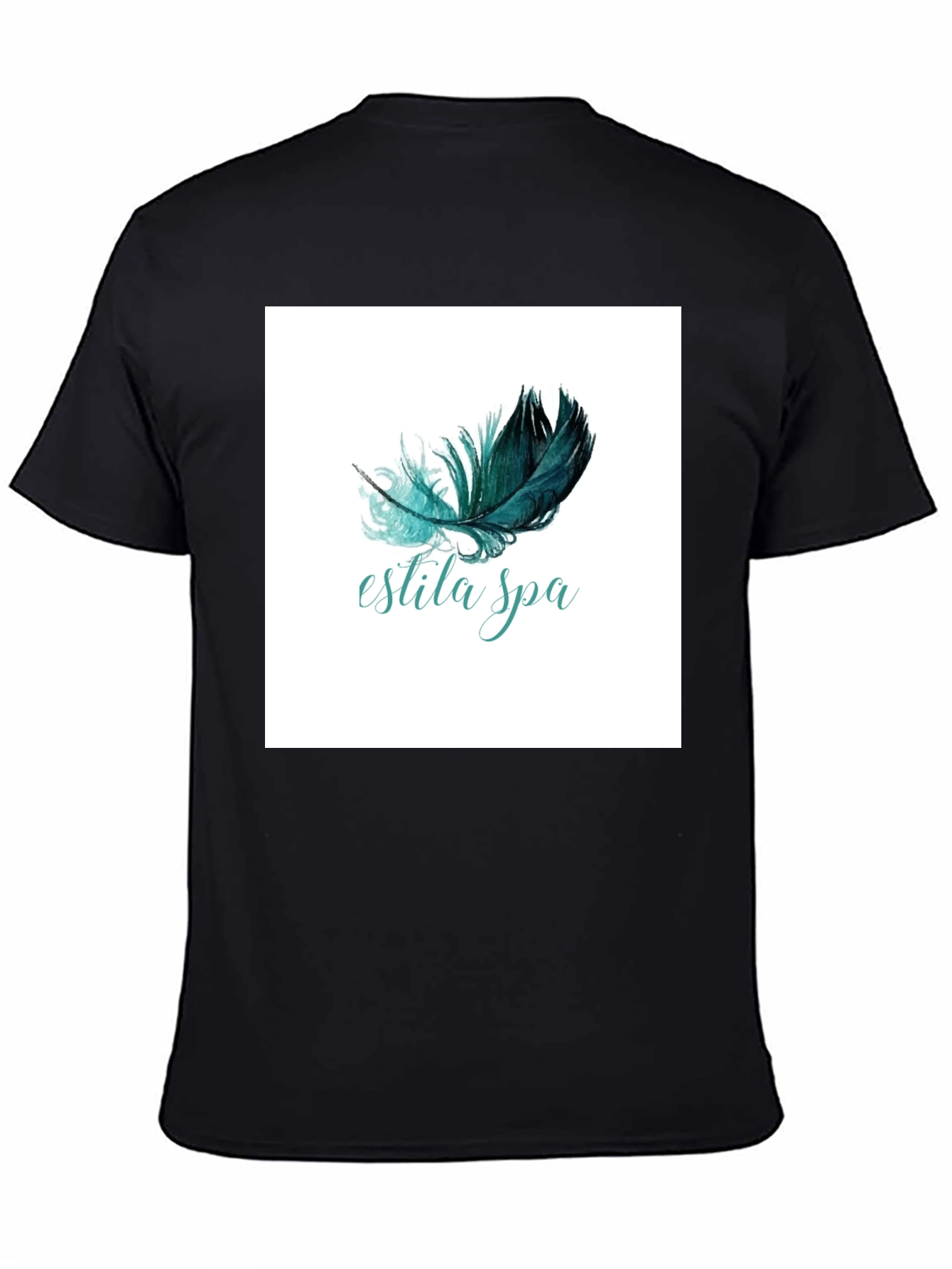Estila Spa Black T-Shirt Feather Graphic