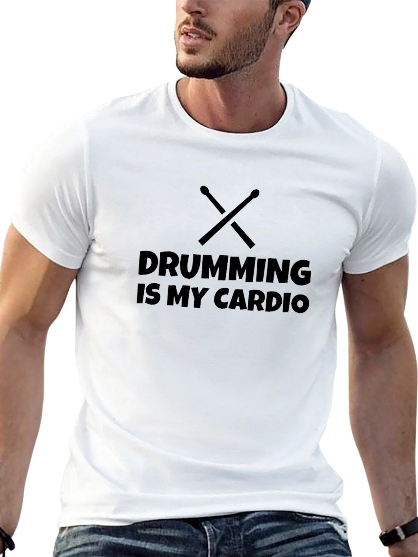 Drumming Is My Cardio Black Graphic Tee