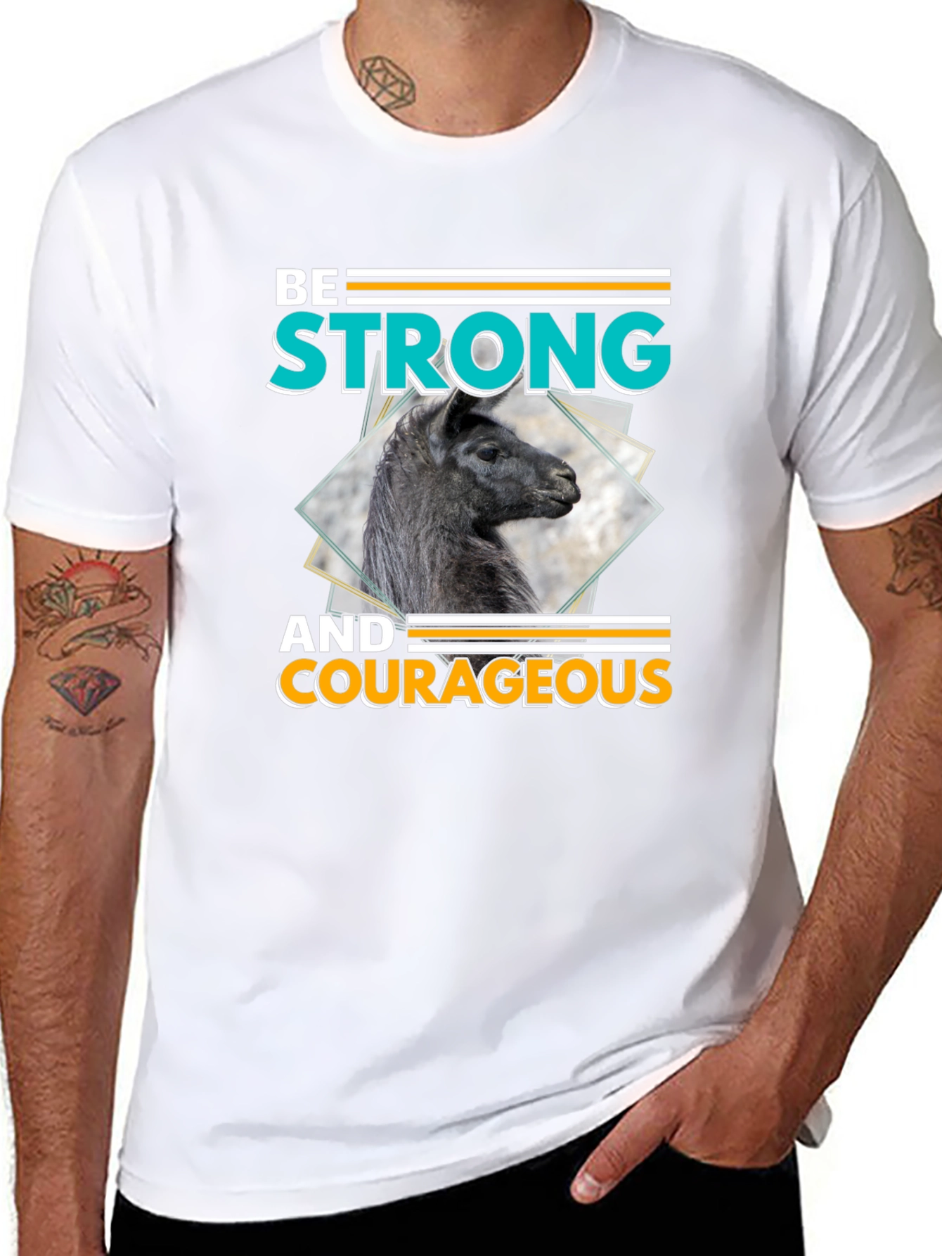 Be Strong & Courageous Llama Graphic T-Shirt