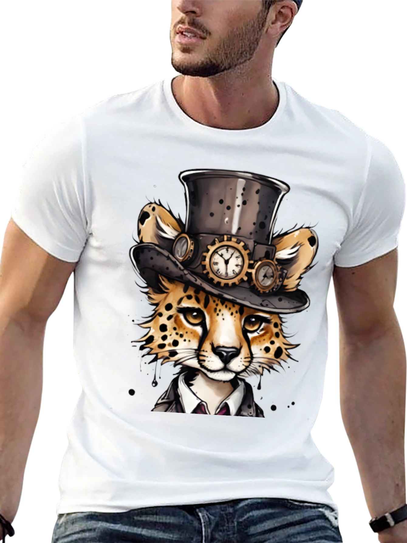 Steampunk Cheetah T-Shirt - Animal Tee