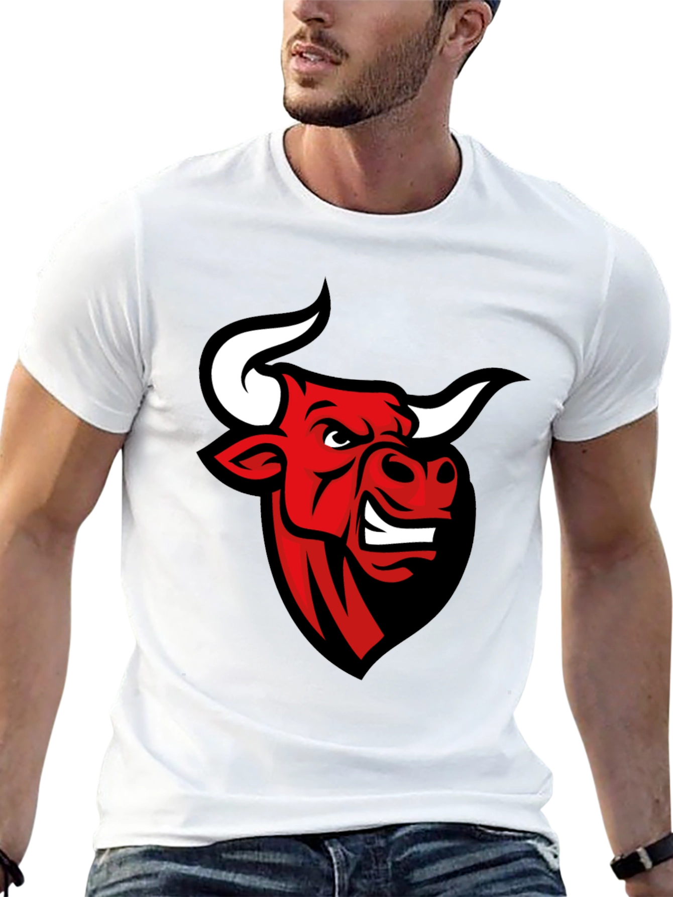 Black T-shirt with Bull Graphic