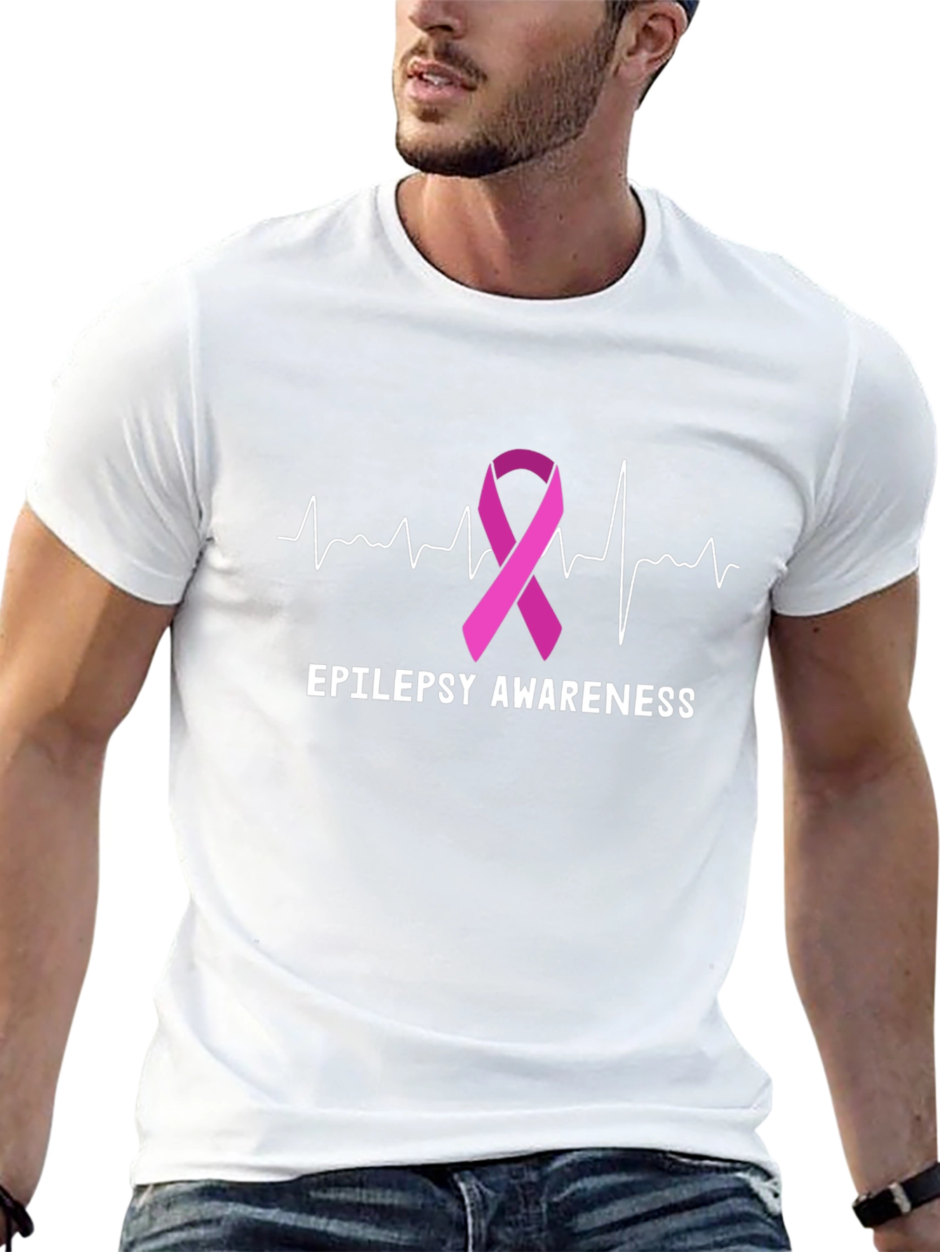 Epilepsy Awareness Ribbon Heartbeat T-Shirt