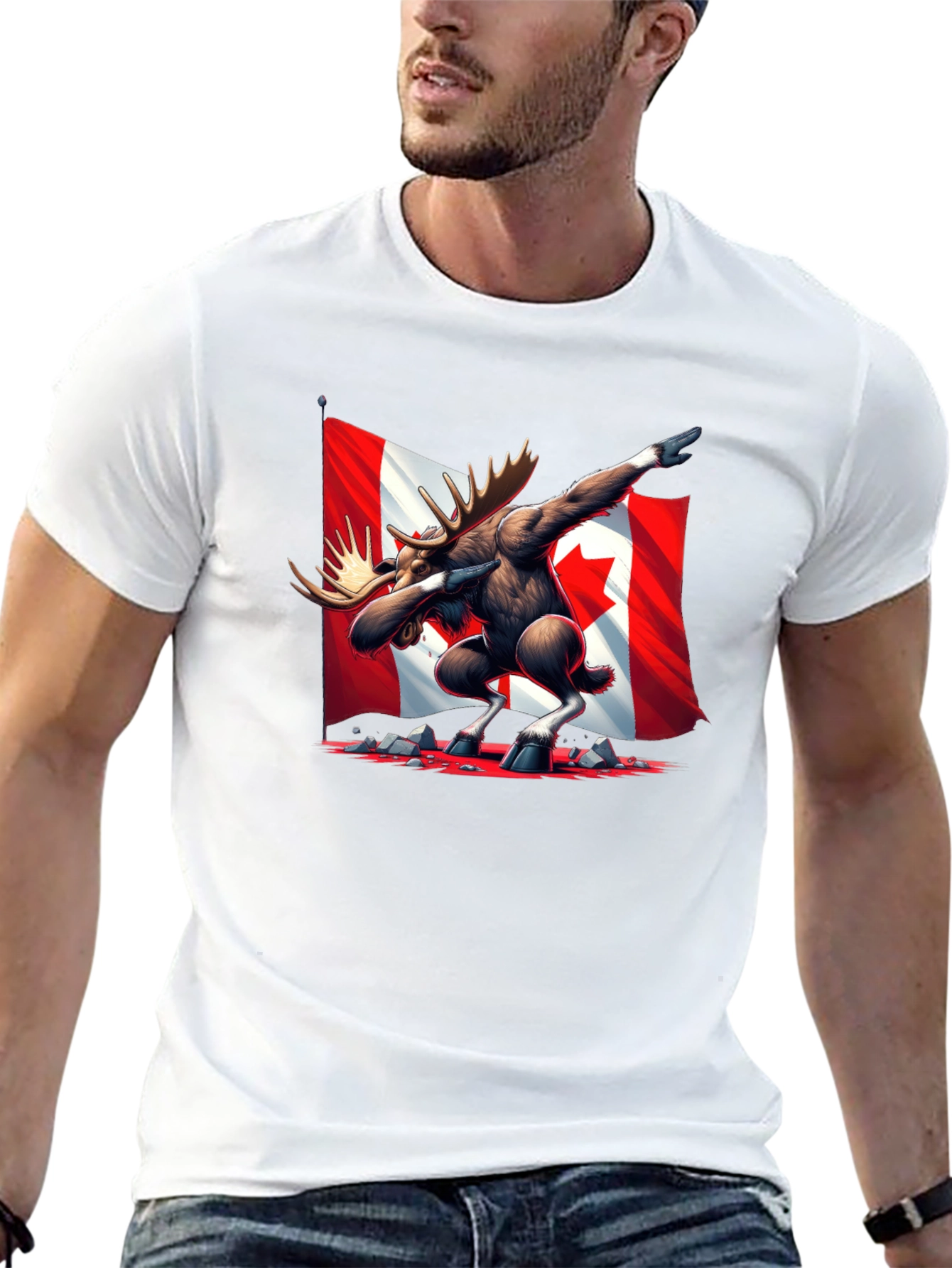 Dabbing Moose Canada Flag T-Shirt