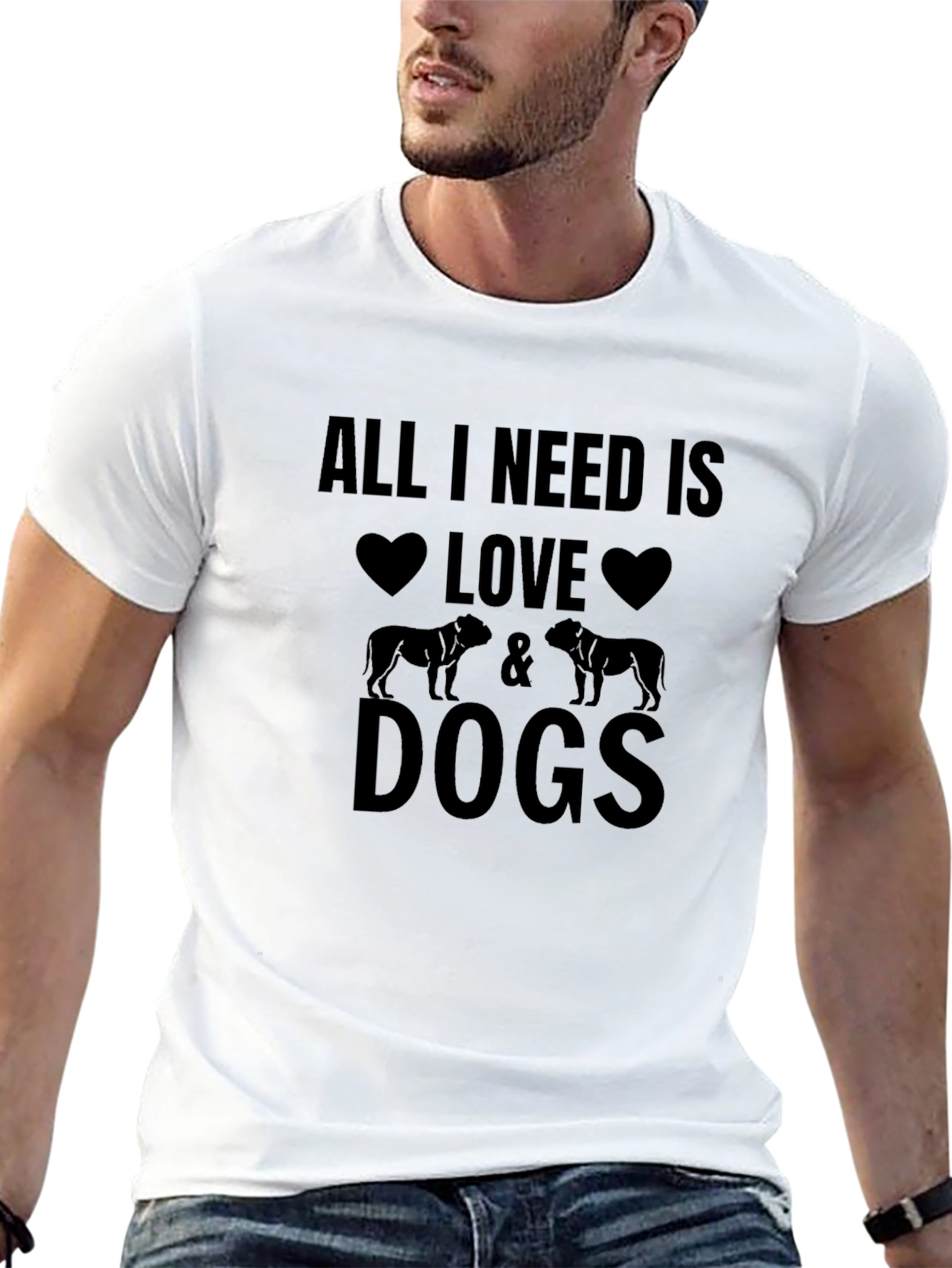All I Need Is Love & Dogs Black T-Shirt
