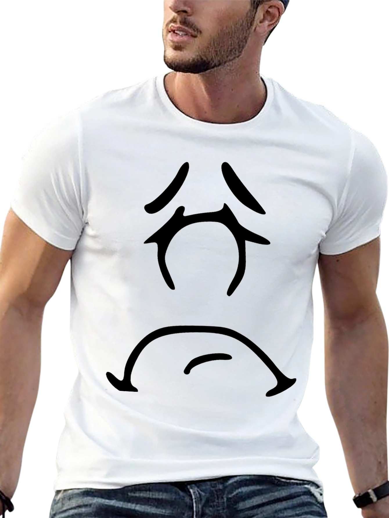 Sad Face Graphic Tee - Black