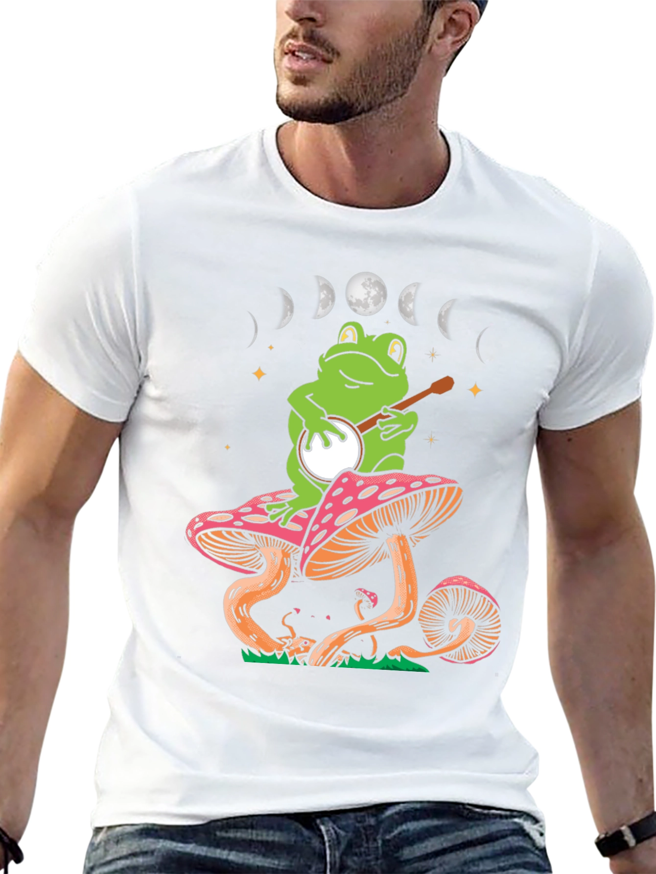 Frog Banjo Moon Phase Graphic Tee