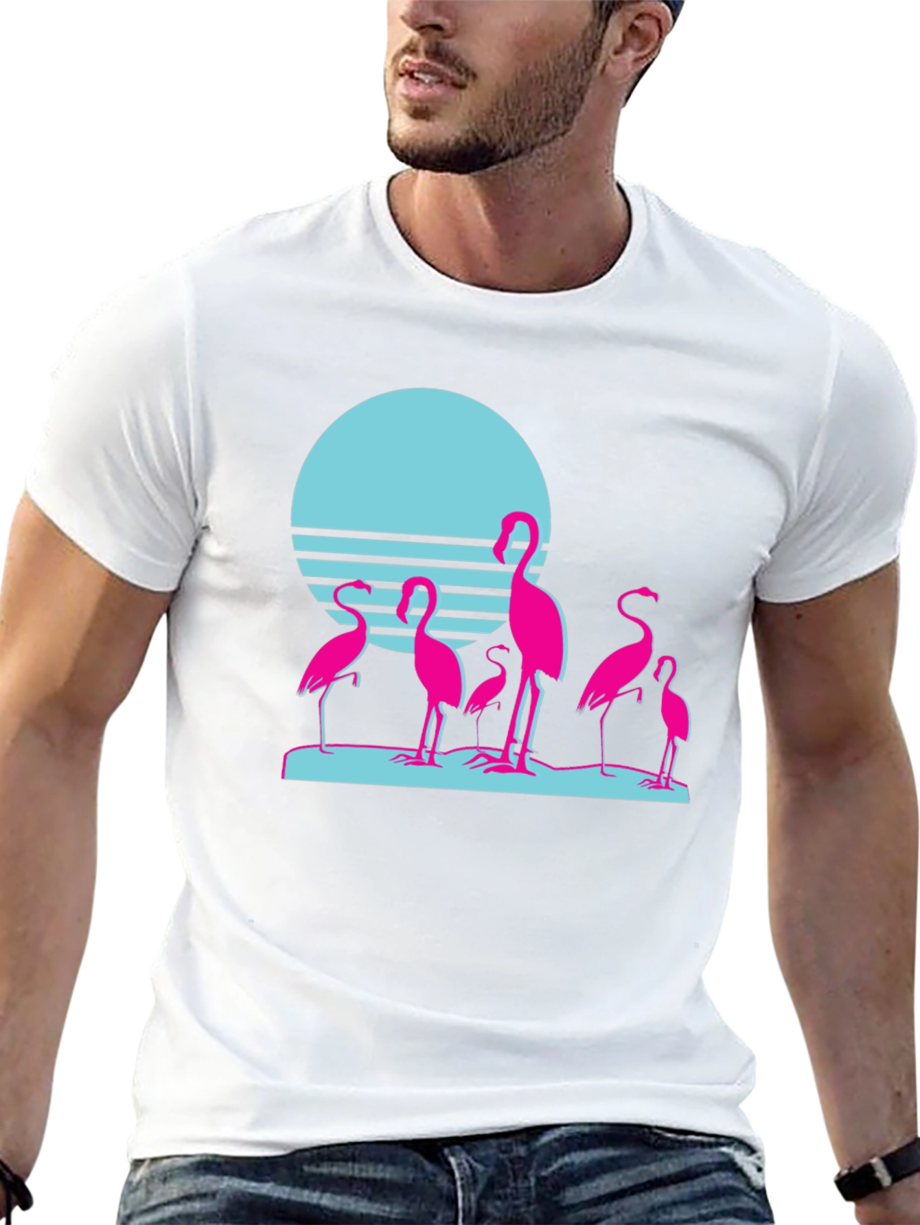 Retro Flamingo Sunset Graphic Tee