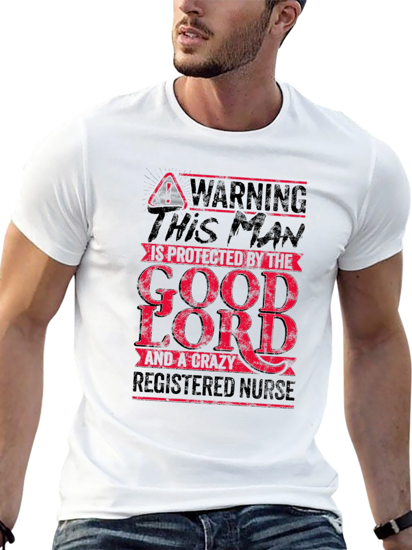 Warning: Protected by God & Crazy Nurse T-Shirt