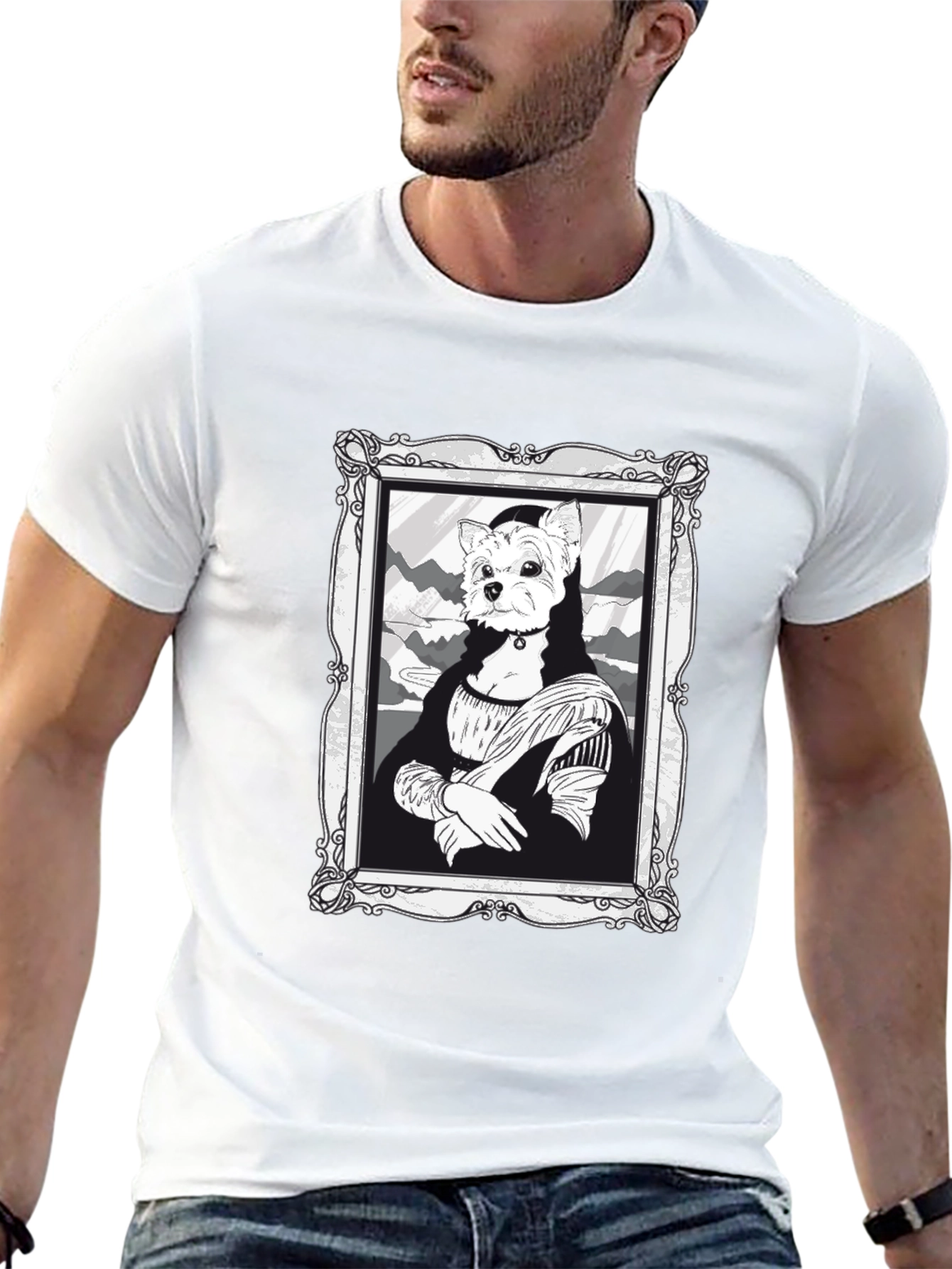 Mona Lisa Dog Portrait T-Shirt