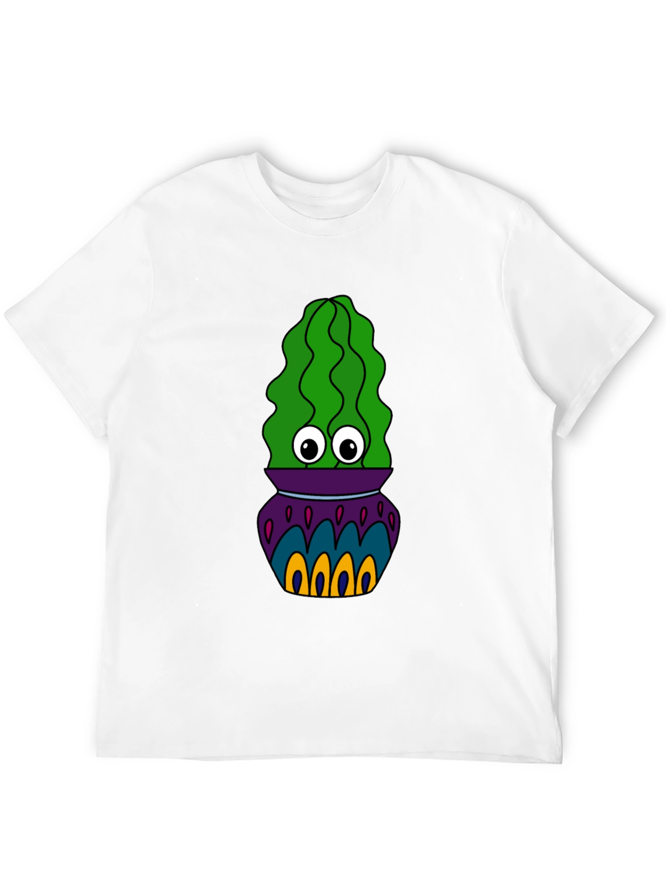 Cactus in Pot Graphic Tee - Funky Black T-Shirt