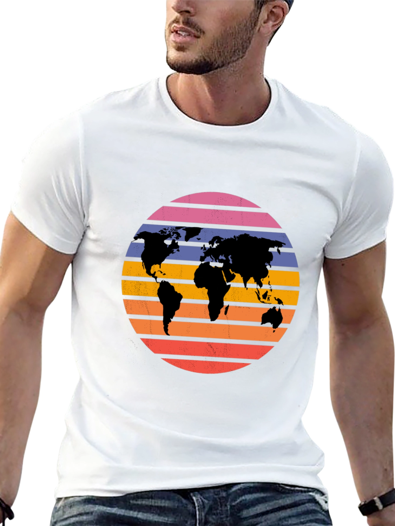 Retro World Map Graphic Tee