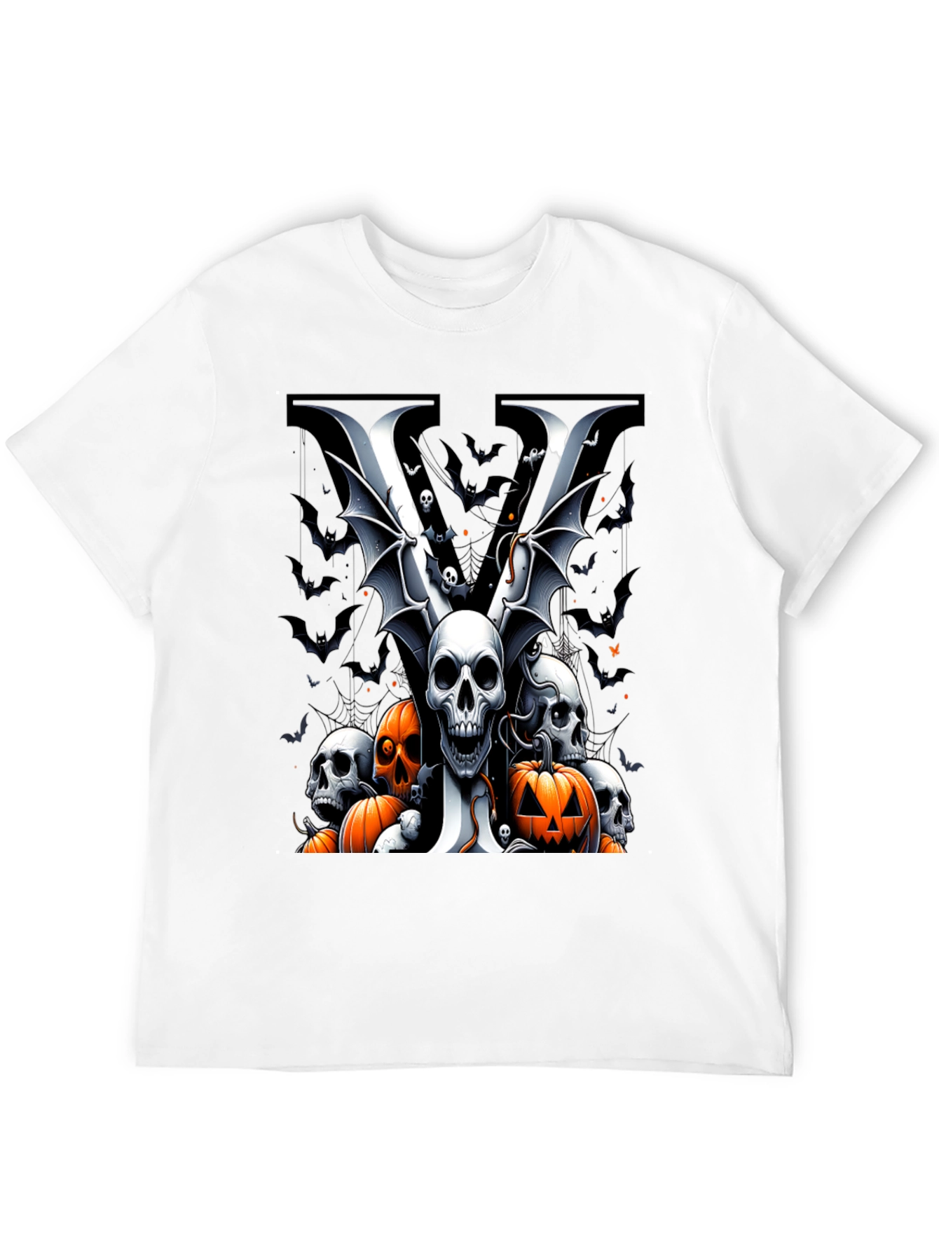 Skull & Pumpkin Halloween Graphic Tee