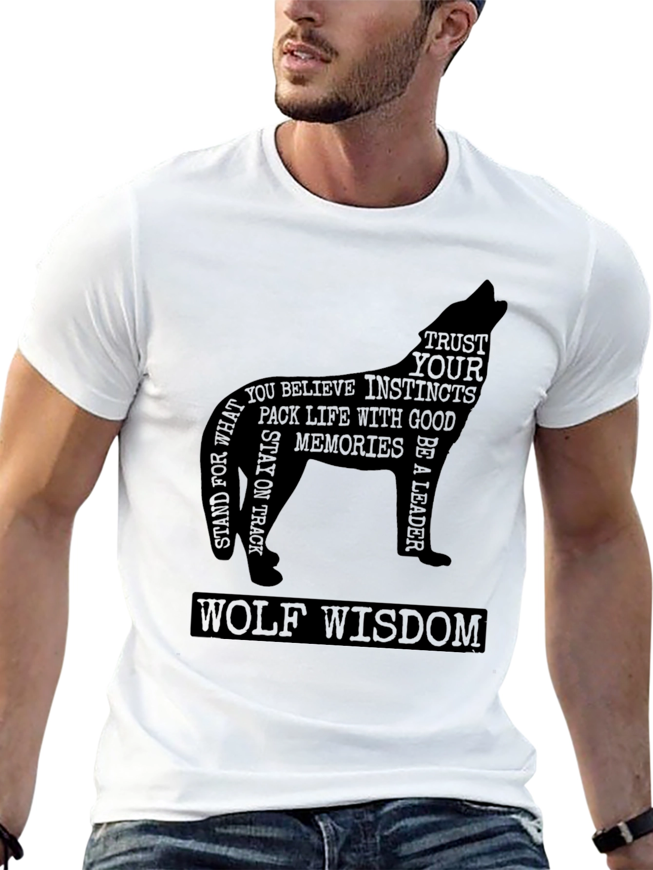 Wolf Wisdom Graphic Tee - Black