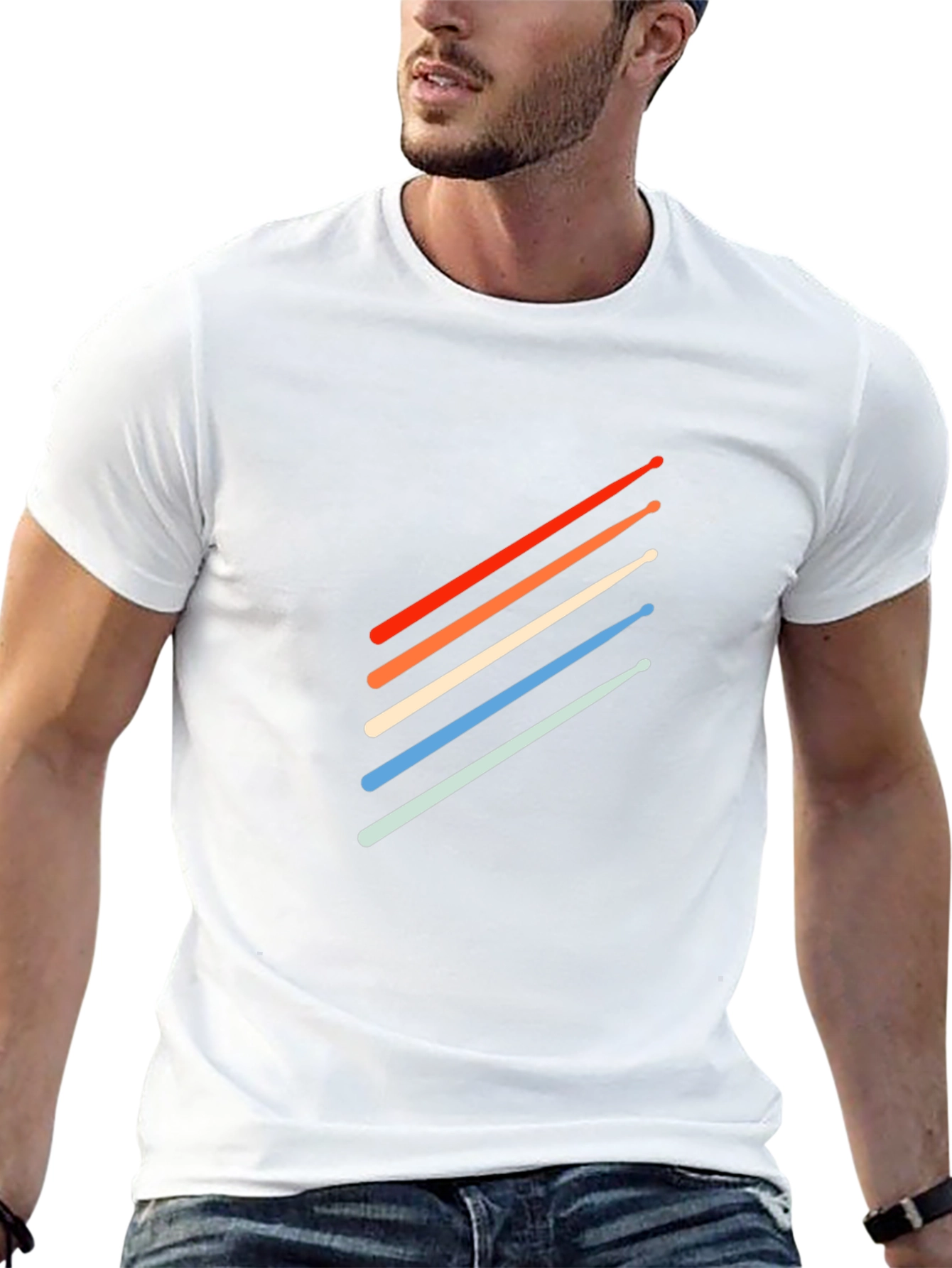 Retro Drum Sticks Graphic Tee - Black Cotton