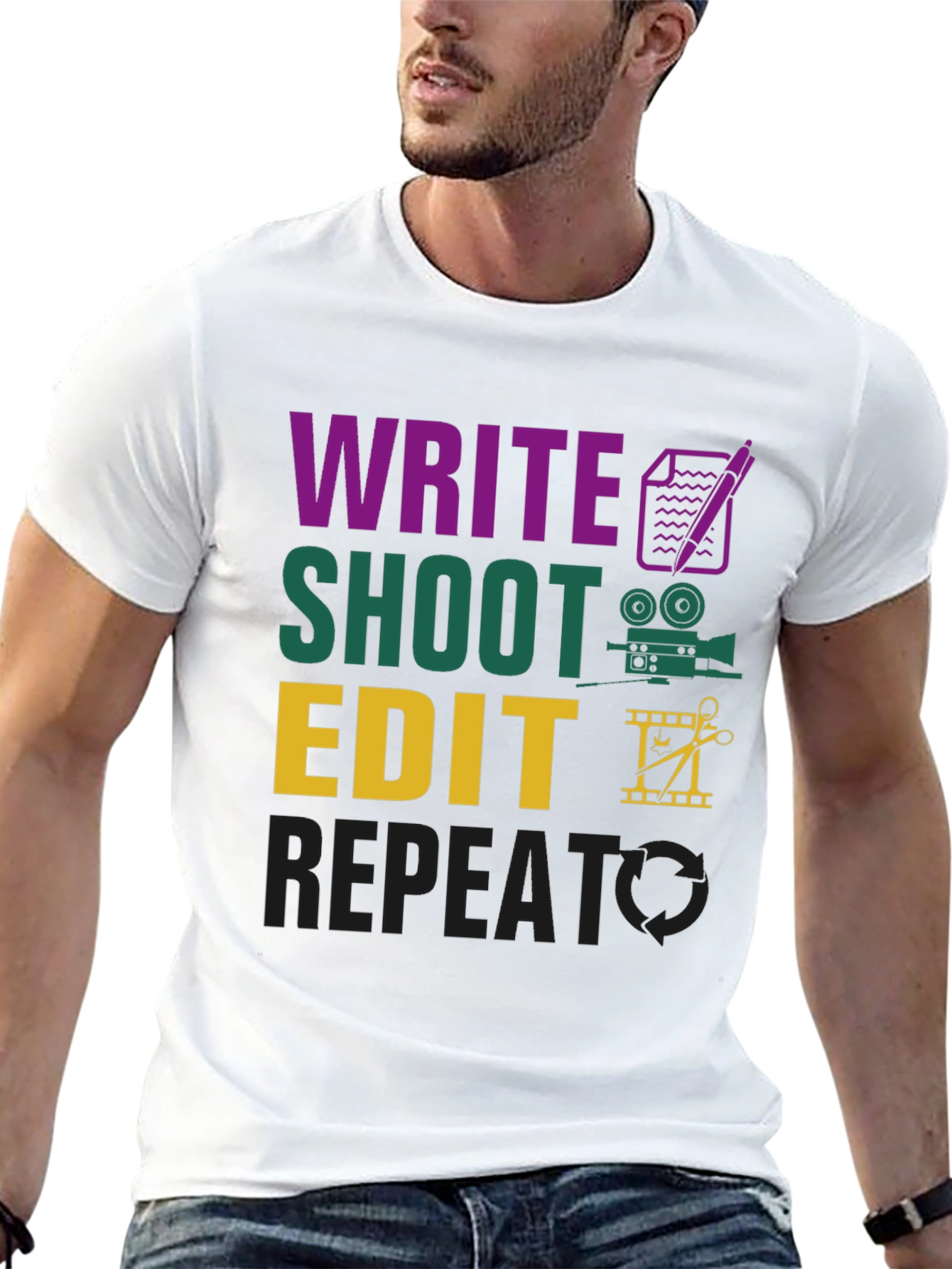 Write Shoot Edit Repeat Filmmaker T-Shirt