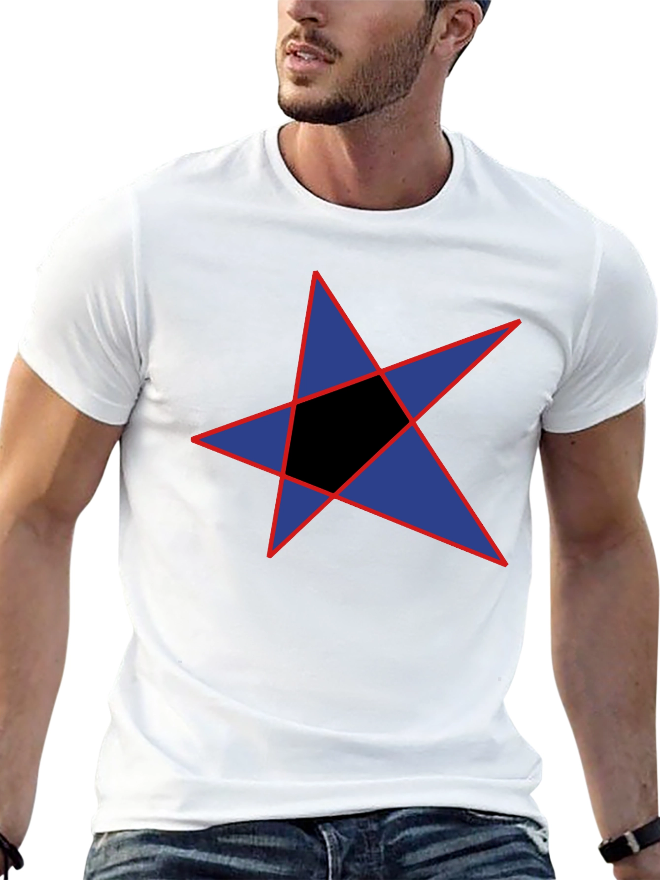Abstract Star Graphic Black T-Shirt
