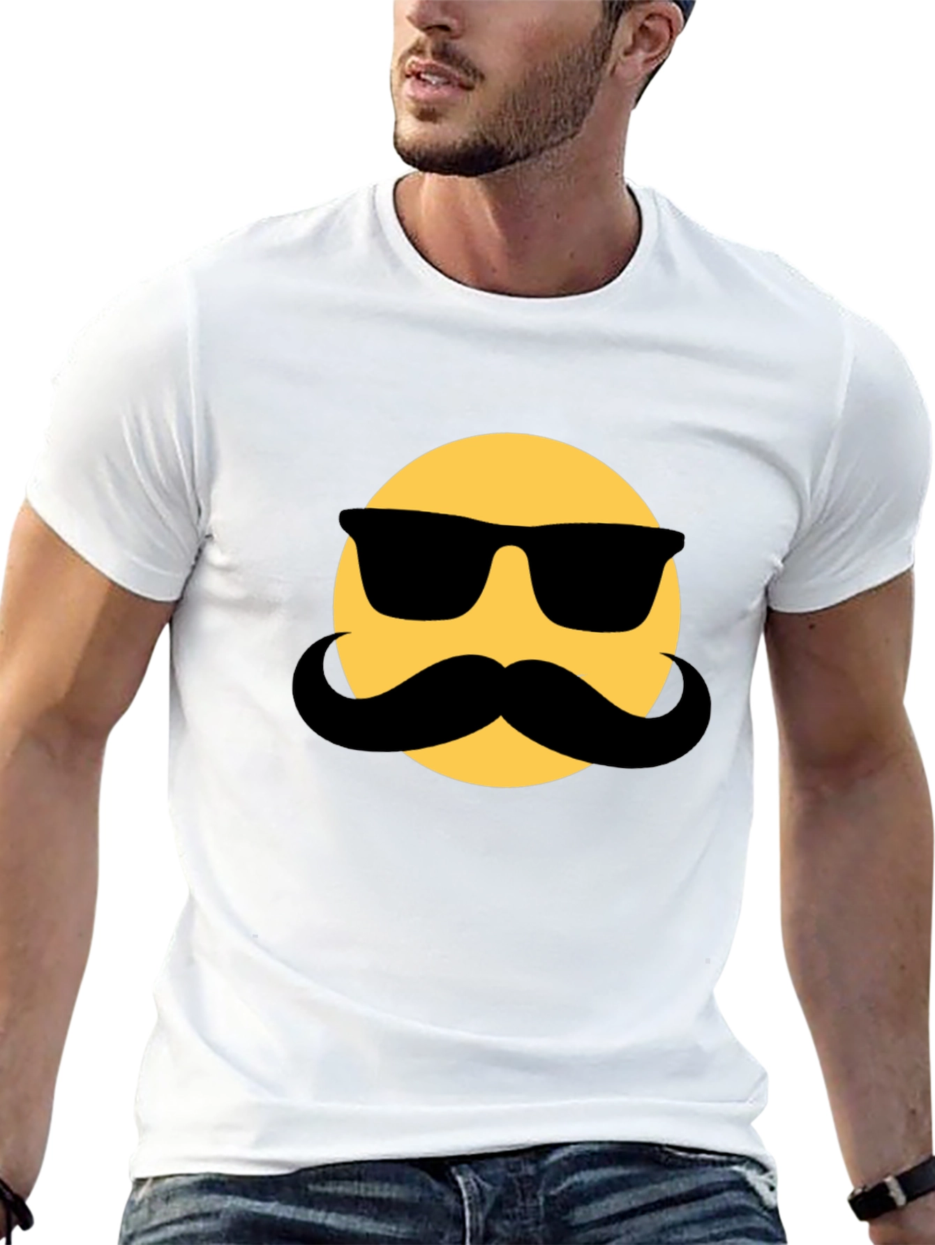 Cool Dude Emoji T-Shirt - Black Cotton Blend
