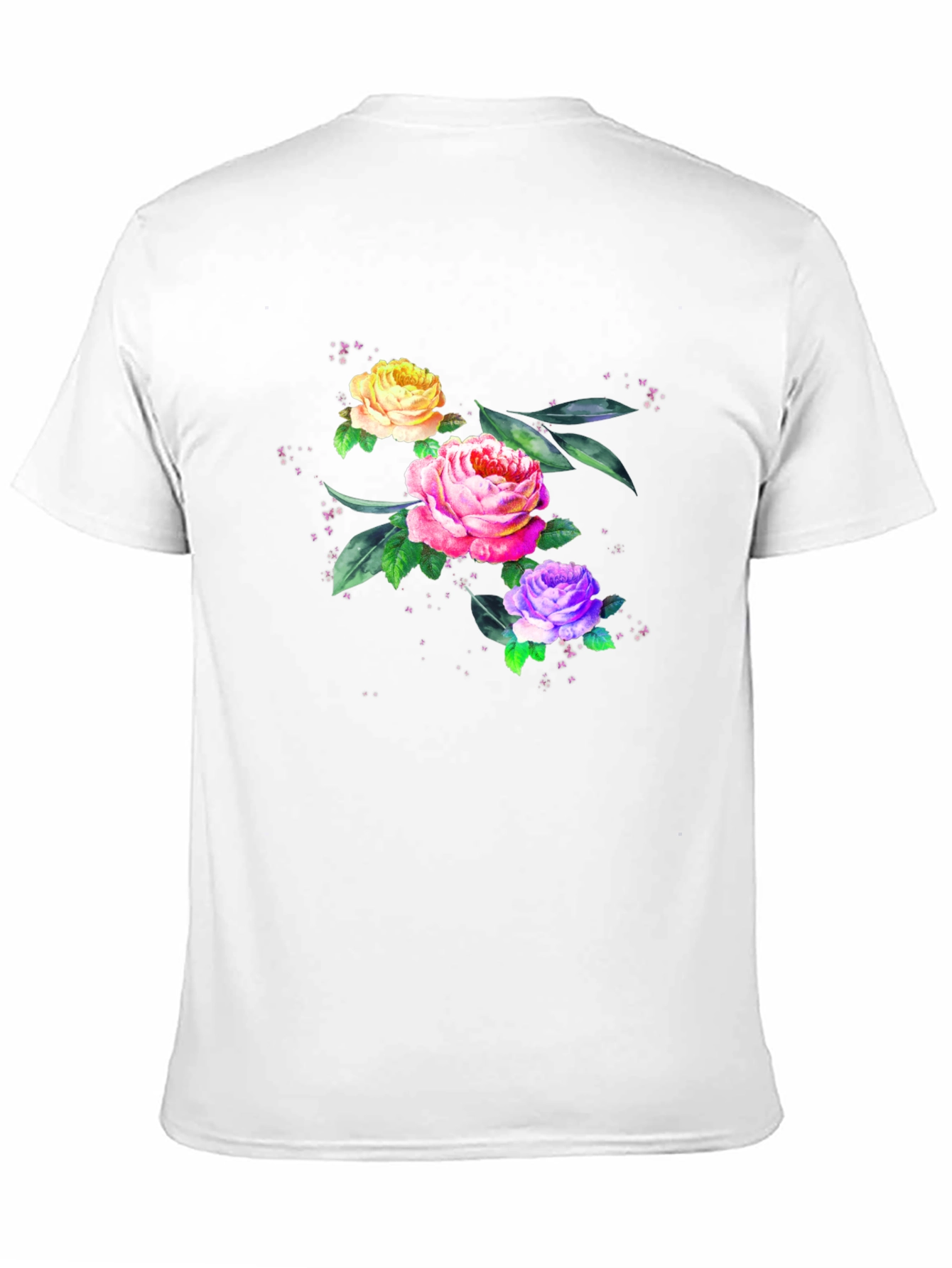 Floral Roses Graphic Print Tee - Black