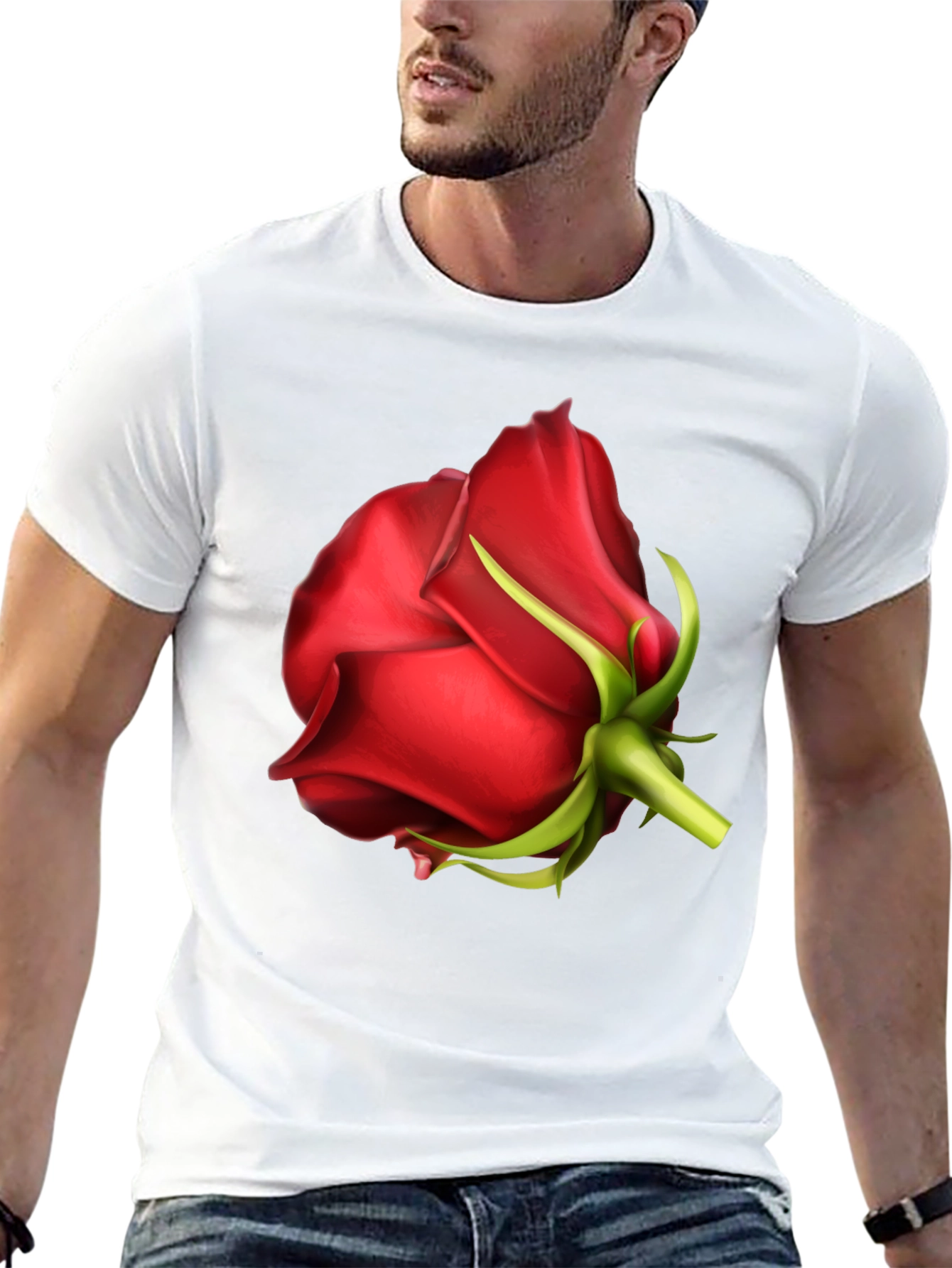 Red Rose Graphic Tee - Black Unisex T-Shirt