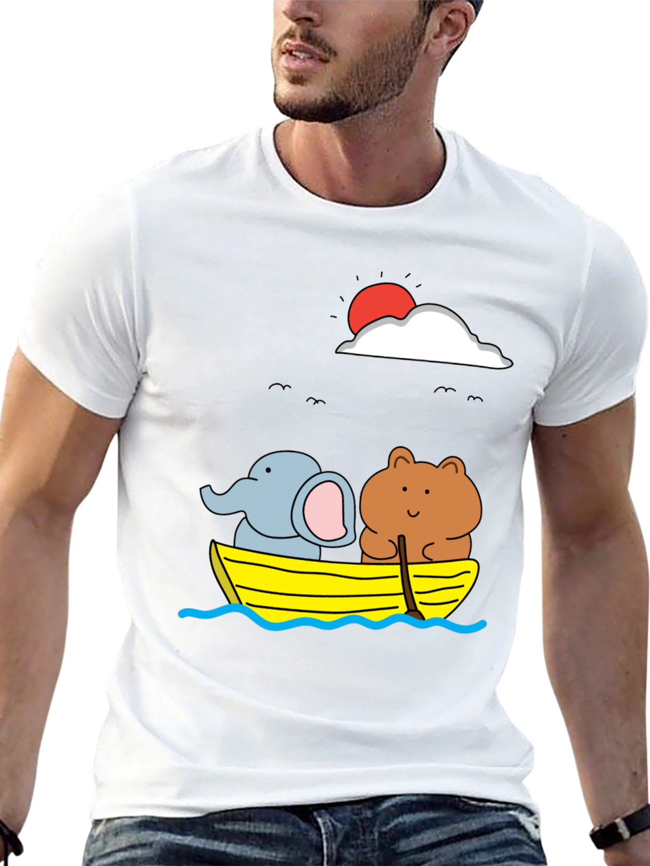 Cute Animals on Boat Graphic T-Shirt