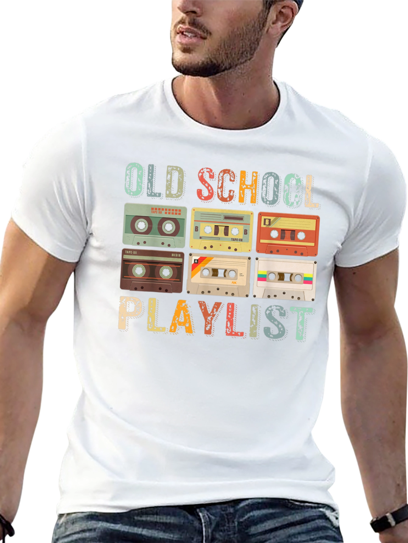 Old School Playlist Cassette Tape Graphic Tee