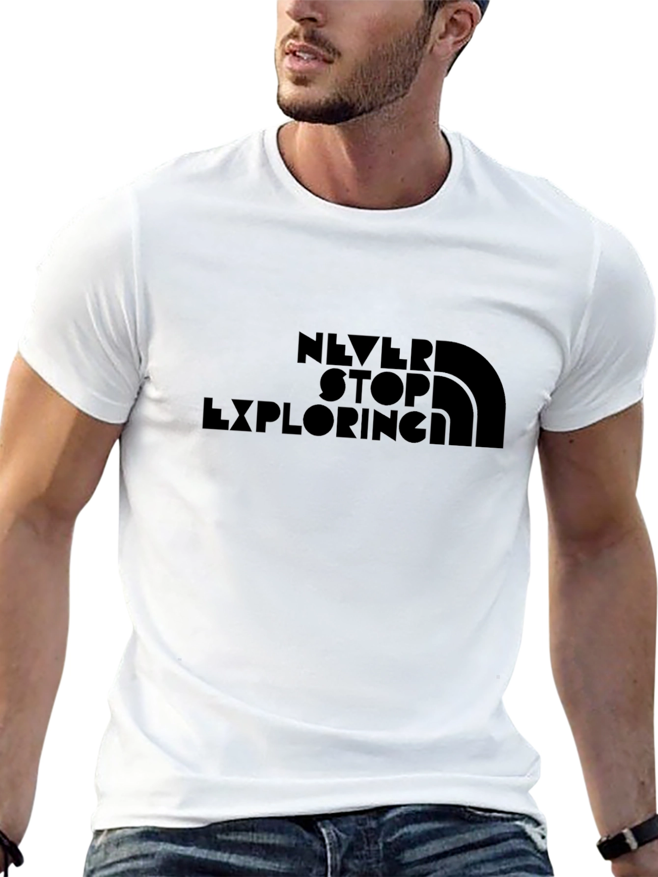Never Stop Exploring Graphic Tee - Black