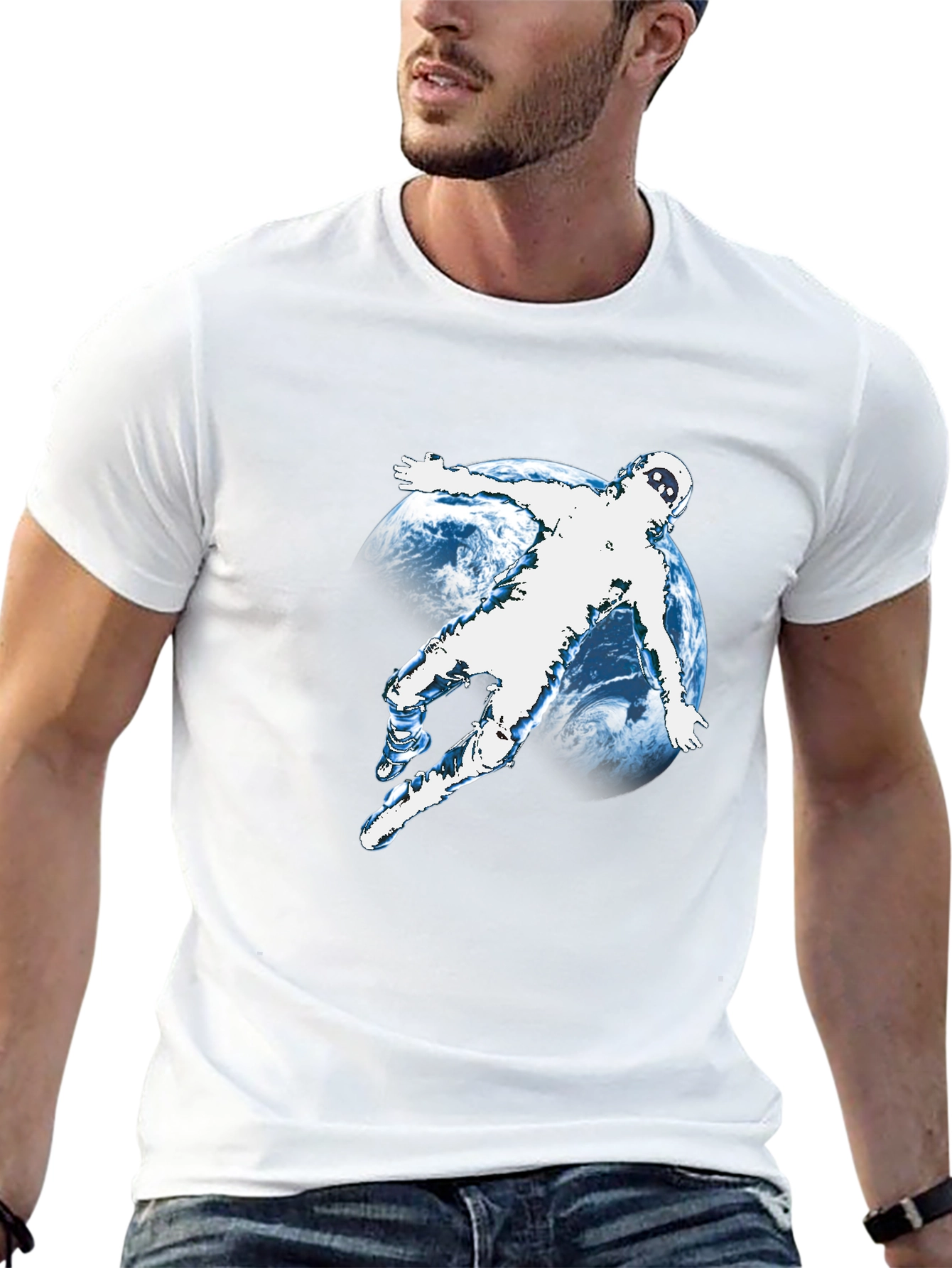 Astronaut Graphic T-Shirt - Black Crew Neck