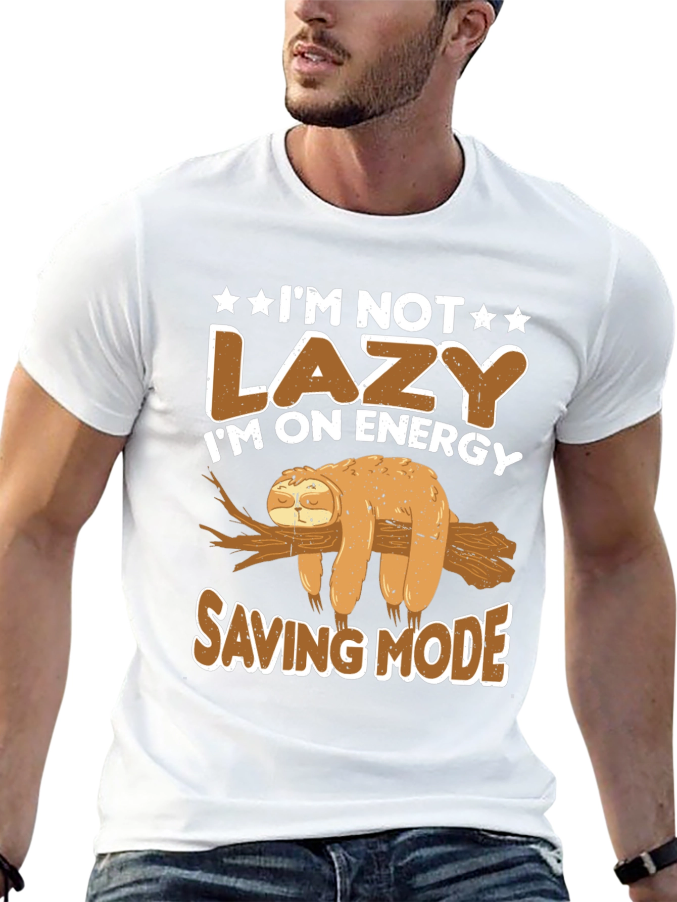 Lazy Sloth Energy Saving Mode Graphic T-Shirt