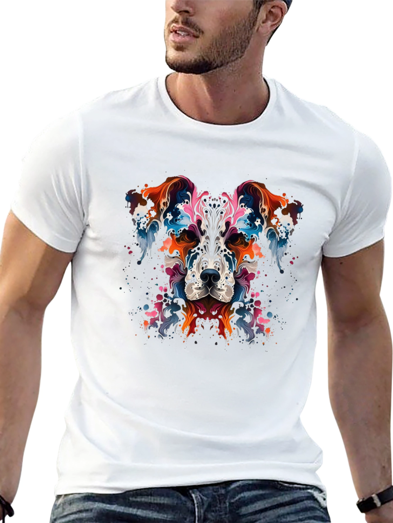 Abstract Dog Graphic Black T-Shirt