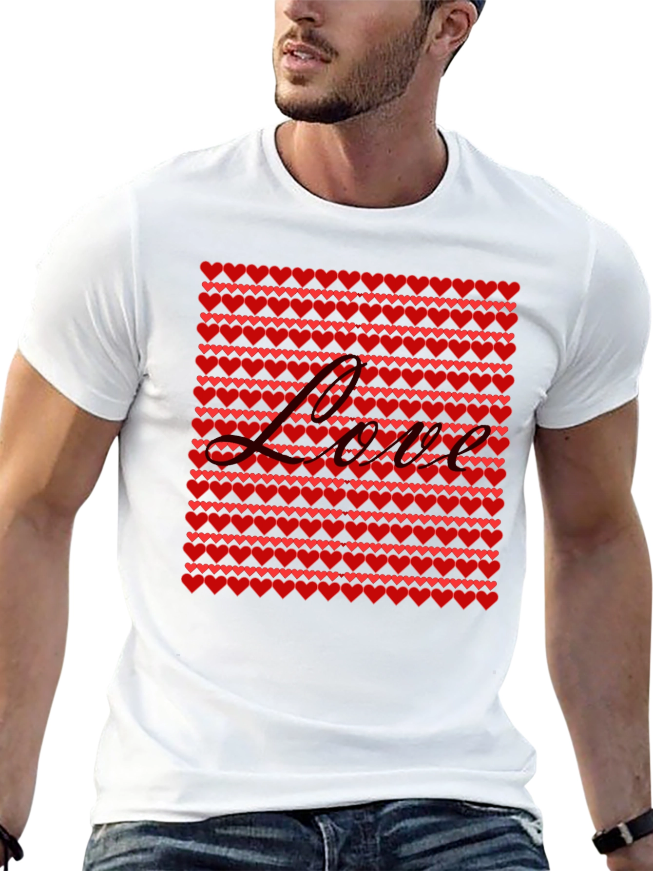 Love Heart Pattern T-Shirt - Valentines Day Gift